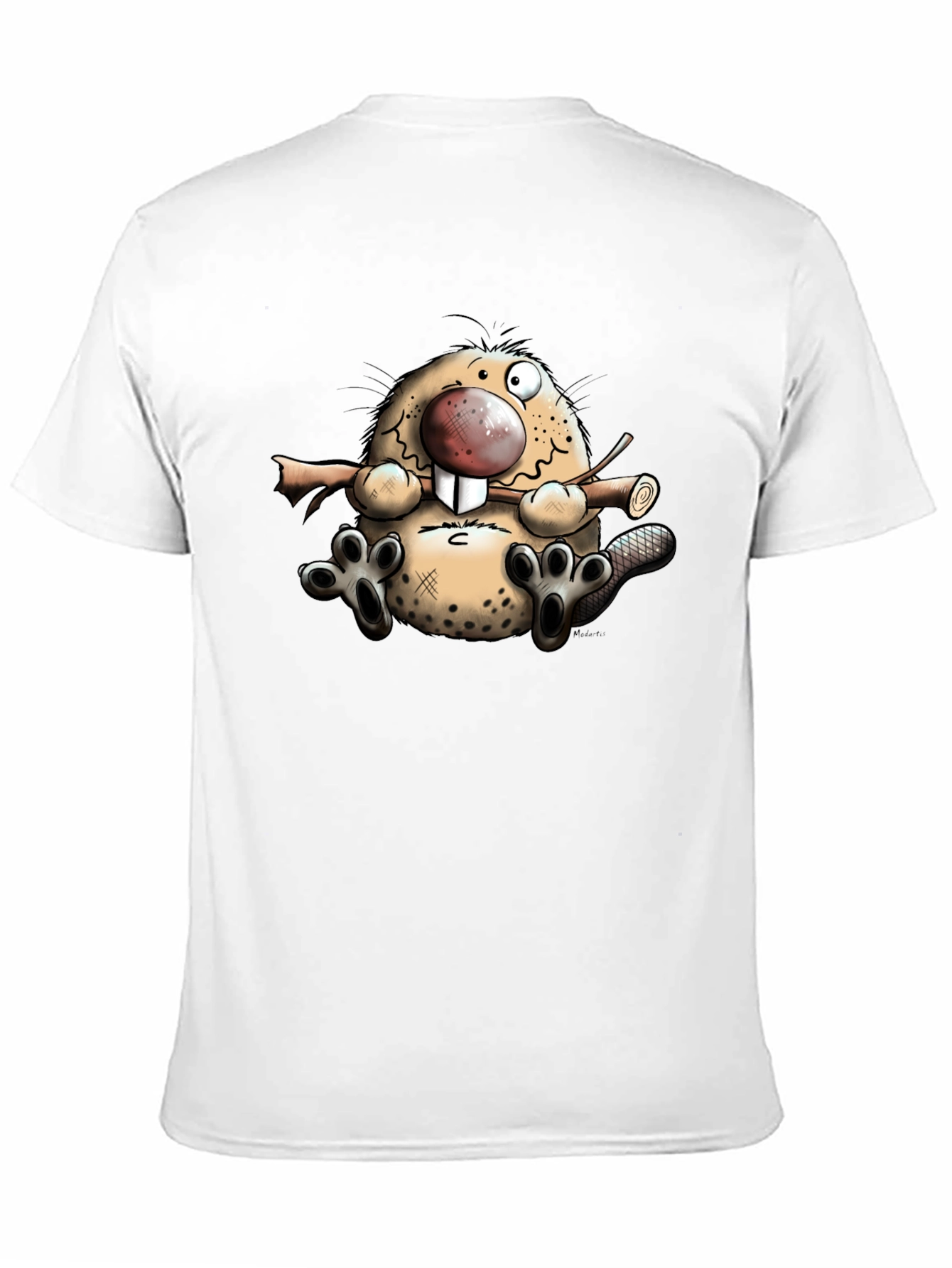 Black Cartoon Beaver Graphic T-Shirt view 11