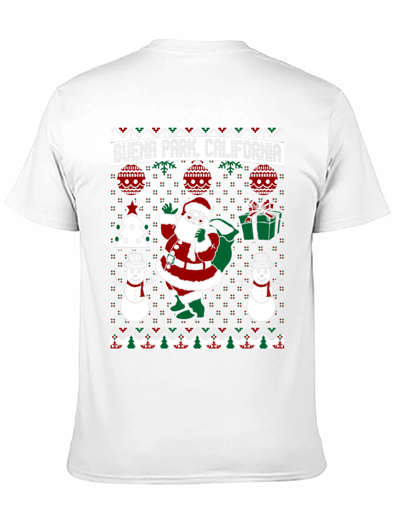 Buena Park, California Santa Ugly Christmas T-Shirt - 11