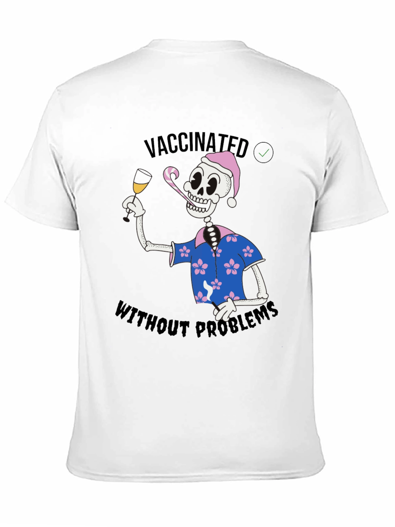 Black Vaccinated Skeleton T-Shirt - No Problems view 11