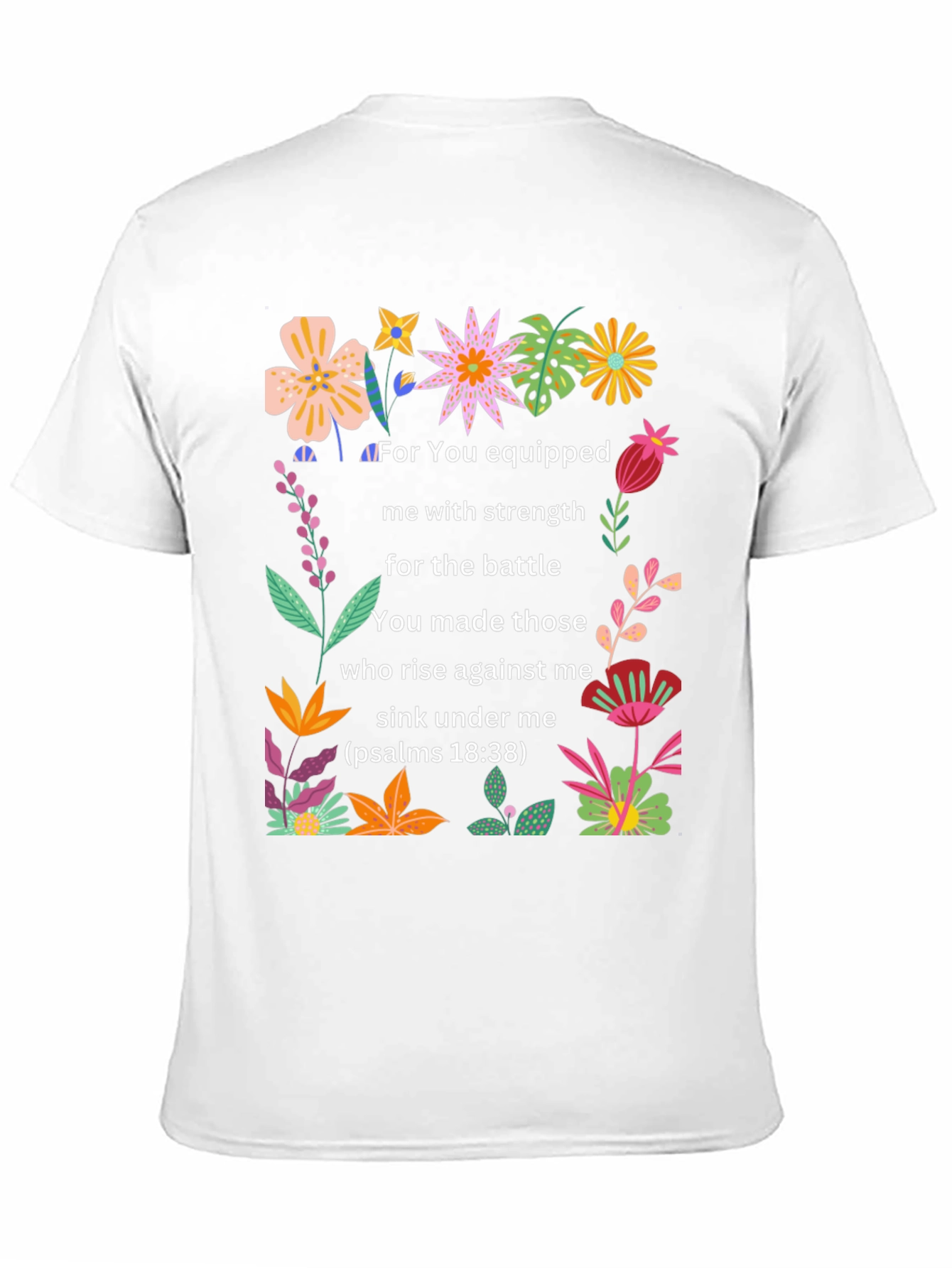 Black Floral Psalms Verse Black T-Shirt view 11