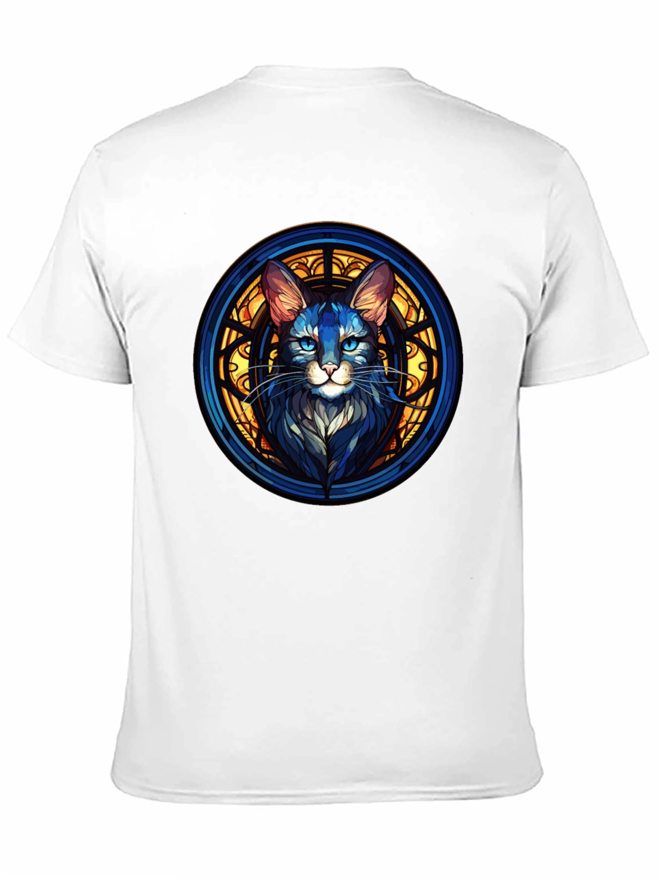 Black Stained Glass Cat Graphic Black T-Shirt view 11