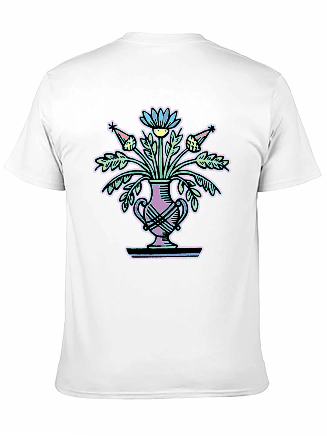 Black Floral Vase Graphic Tee - Black Unisex T-Shirt view 11