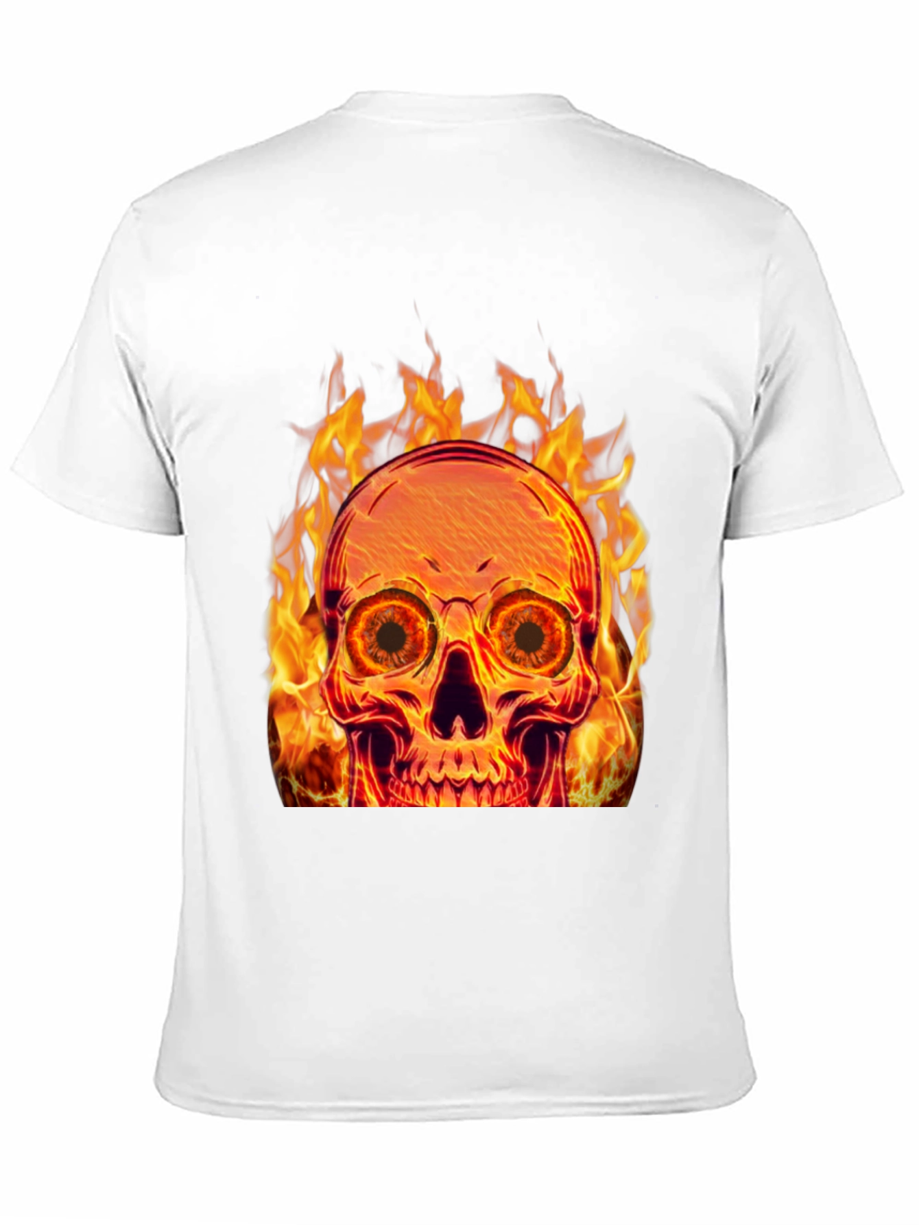 Black Flaming Skull Graphic Tee - Black Cotton Blend view 11