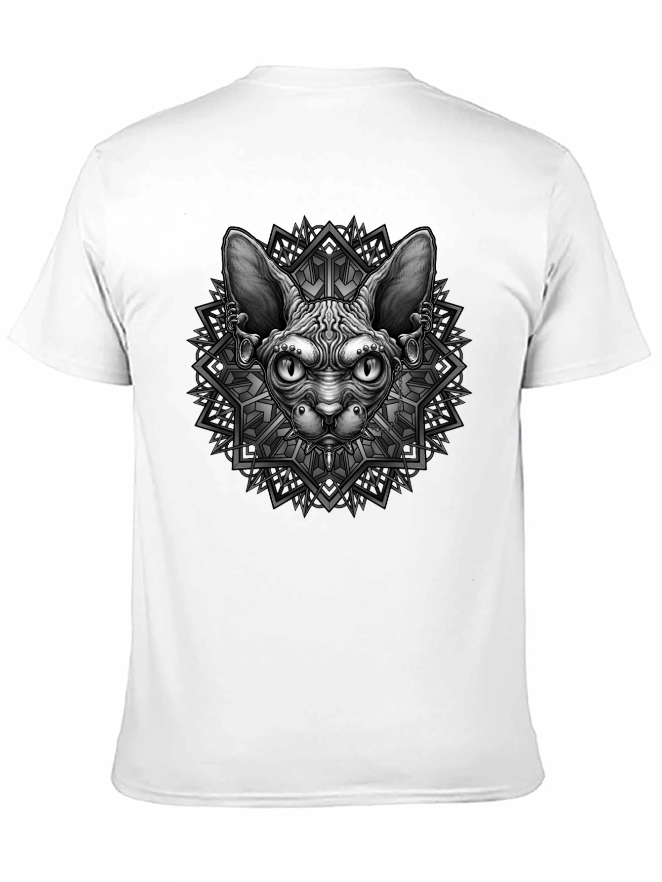 Black Sphynx Cat Graphic Tee - Unique Geometric Design view 11