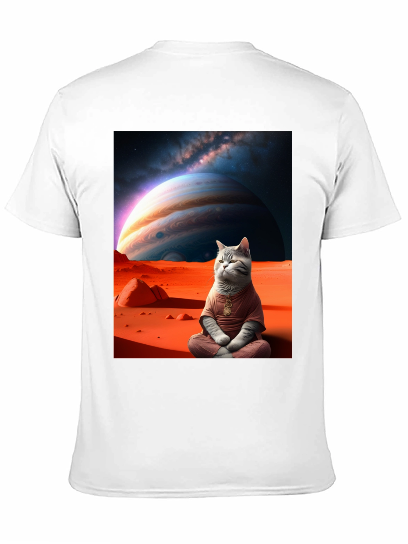 Black Zen Cat in Space Graphic Tee view 11