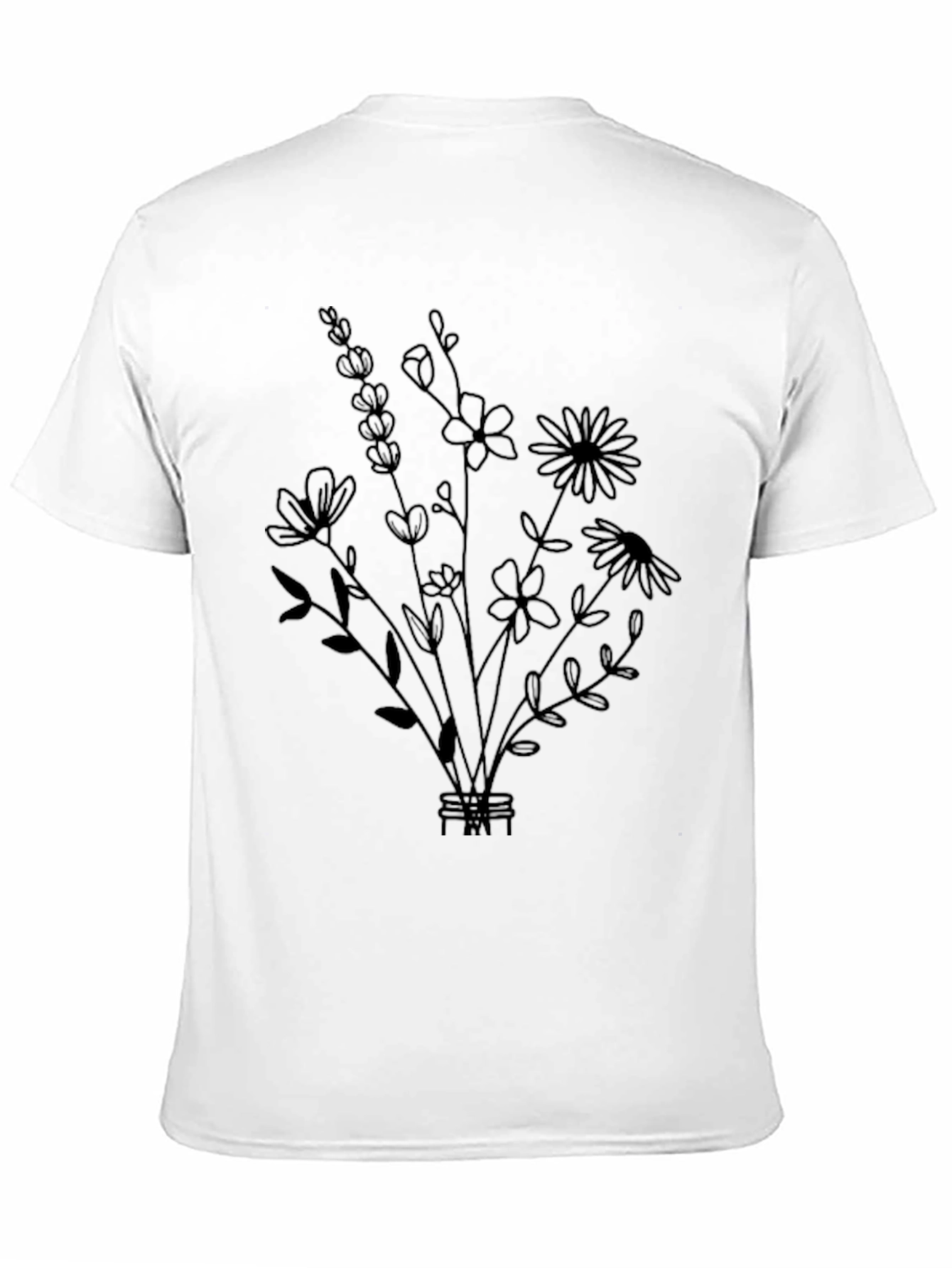 Black Floral Bouquet Graphic Tee - Stylish Black T-Shirt view 11