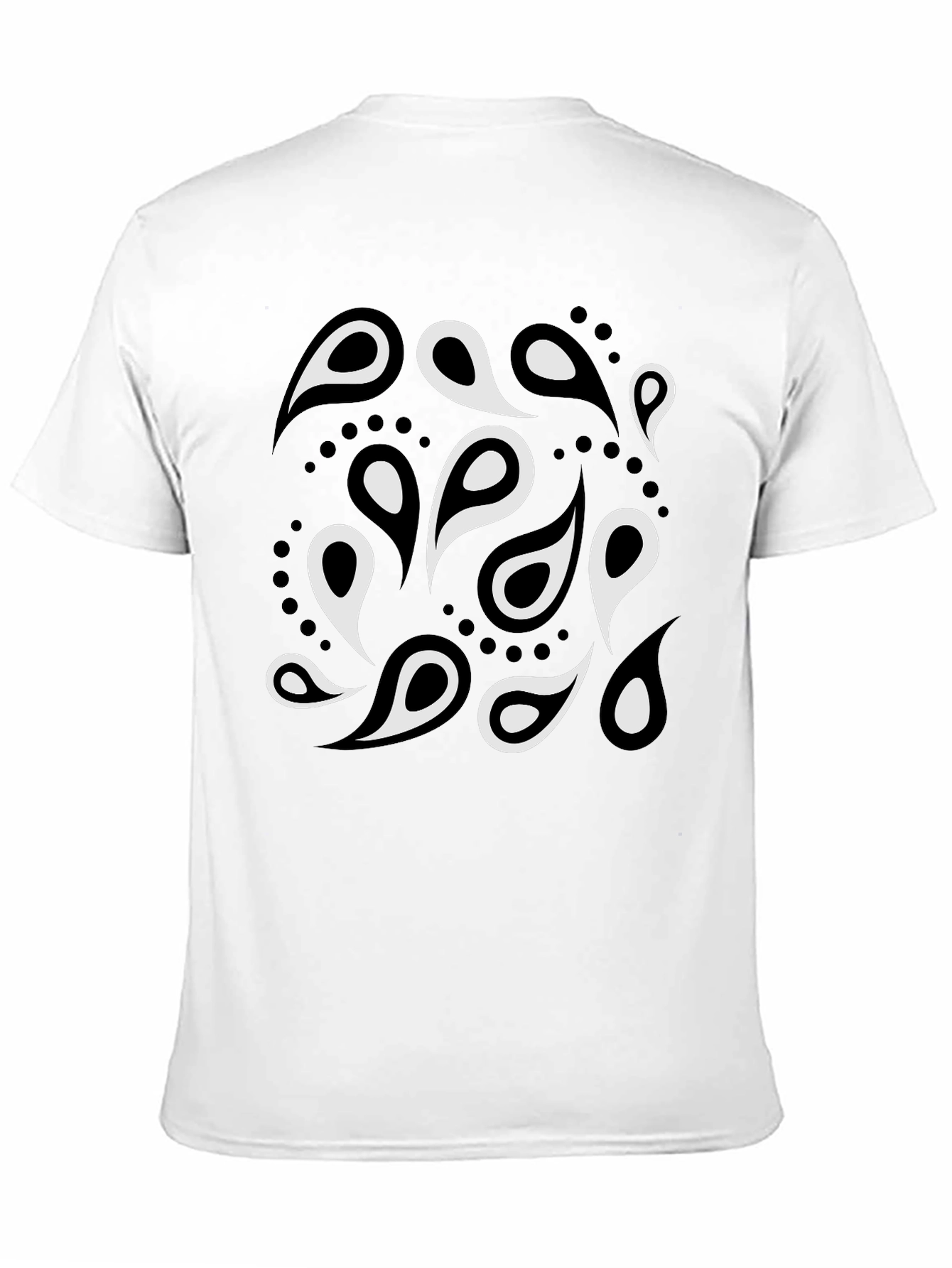 Black Paisley Print Men's Black T-Shirt view 11