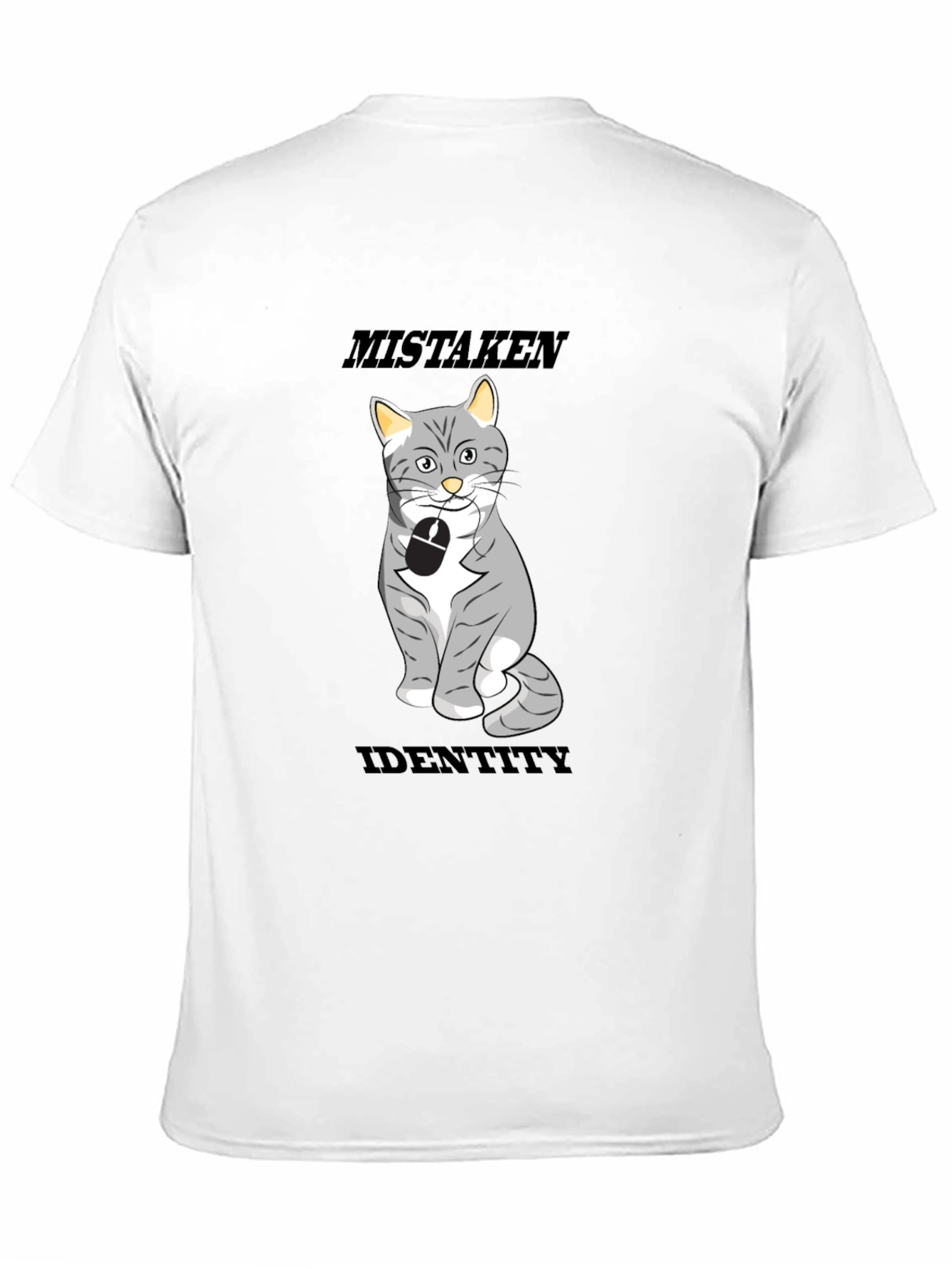 Black Mistaken Identity Cat T-Shirt, Funny Graphic Tee view 11