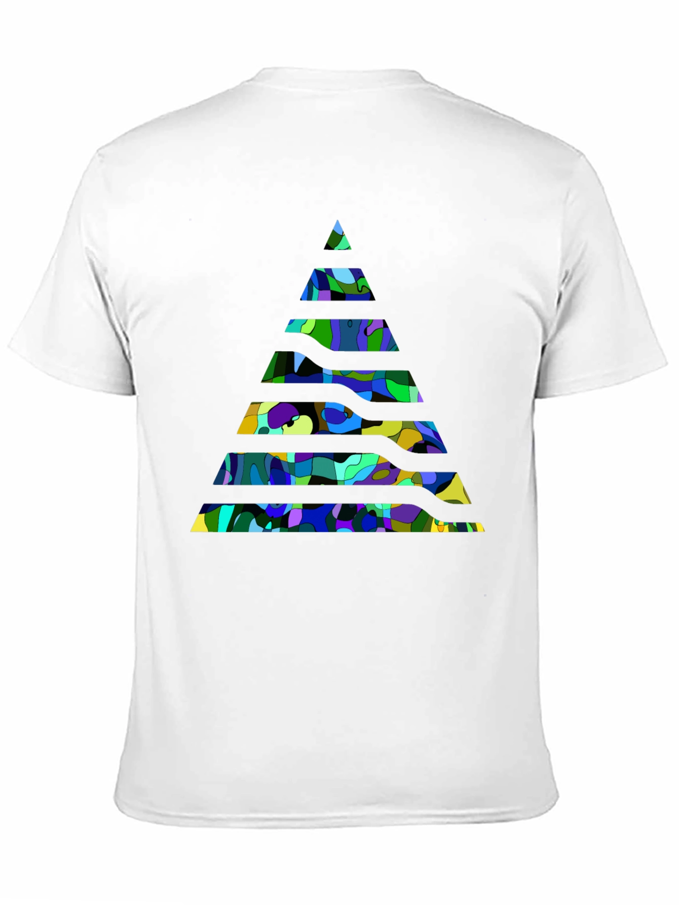 Black Abstract Geometric Pyramid Black T-Shirt view 11