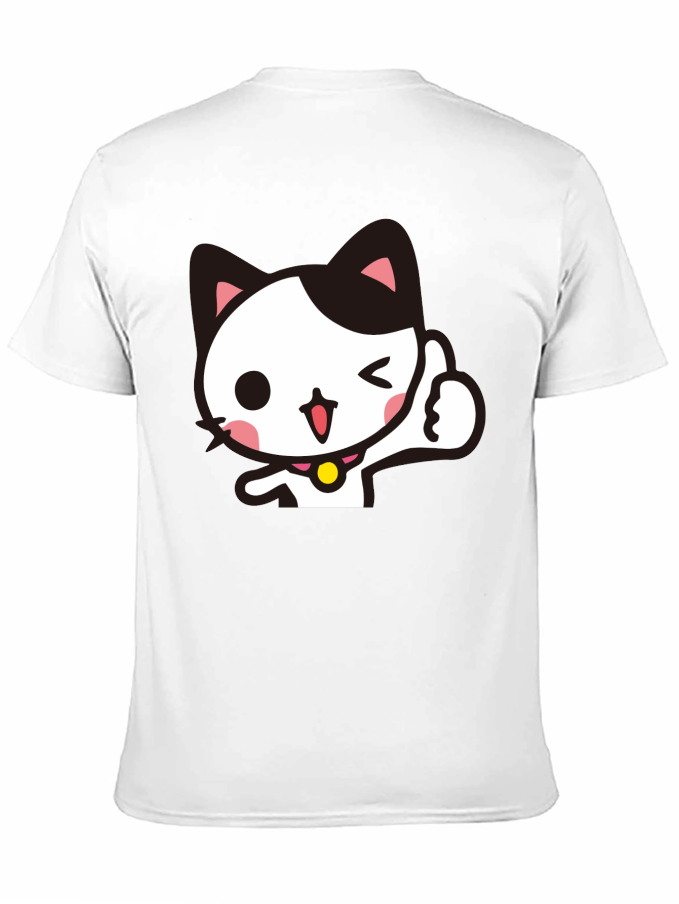 Black Cool Black T-Shirt with Cute Winking Cat Graphic view 11