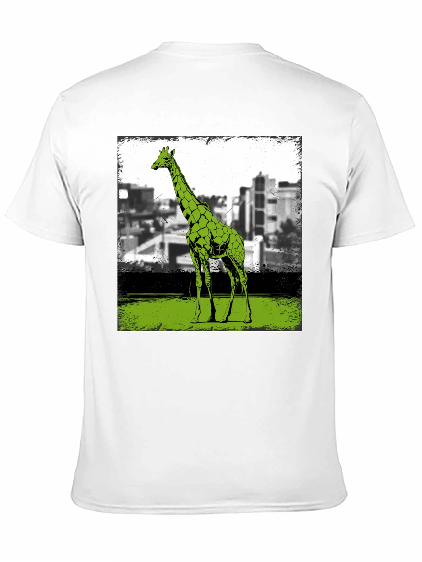 Black Giraffe Cityscape Graphic Tee - Cool Animal Print Shirt view 11