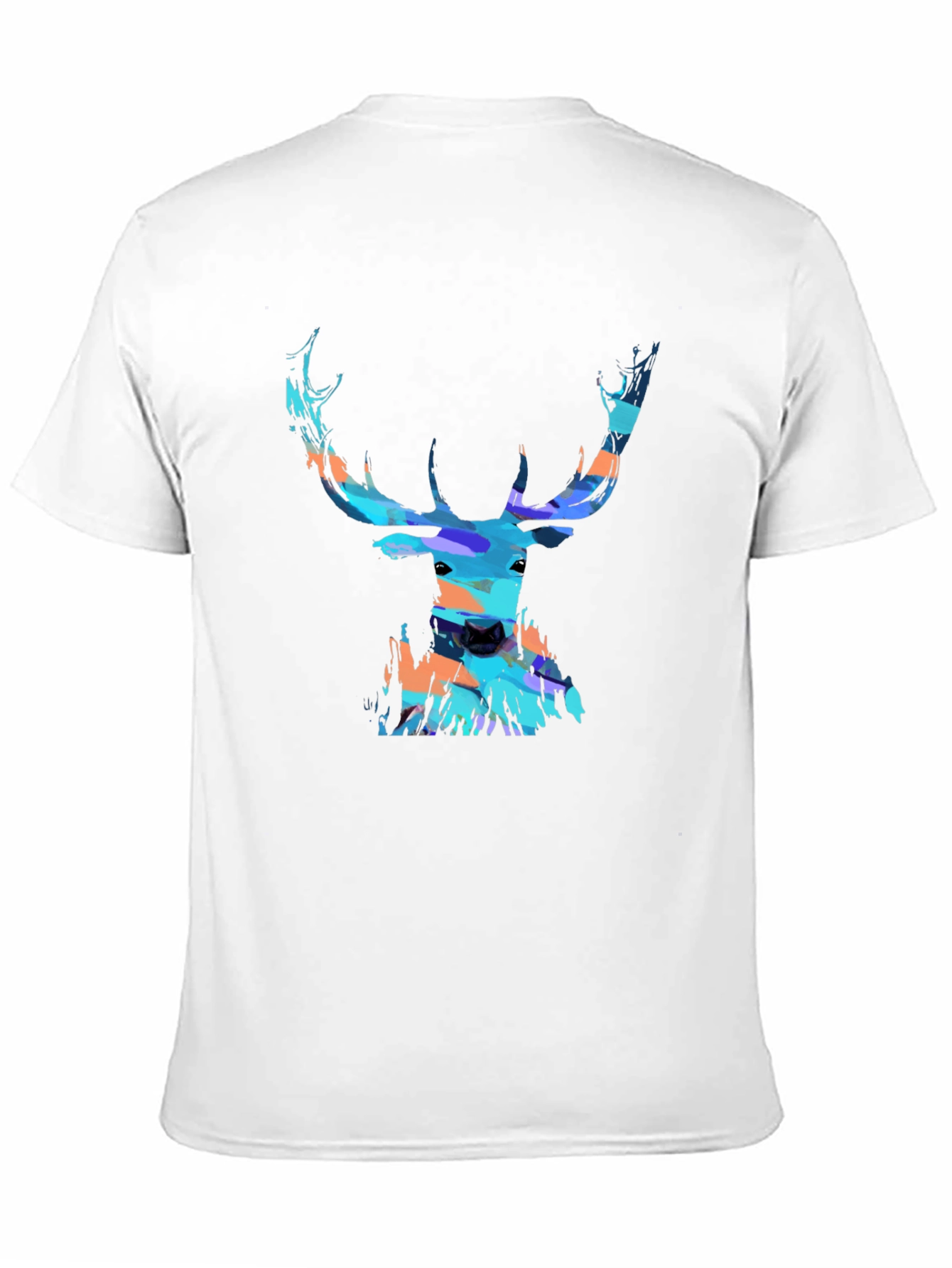 Black Abstract Deer Head Graphic Print Black T-Shirt view 11