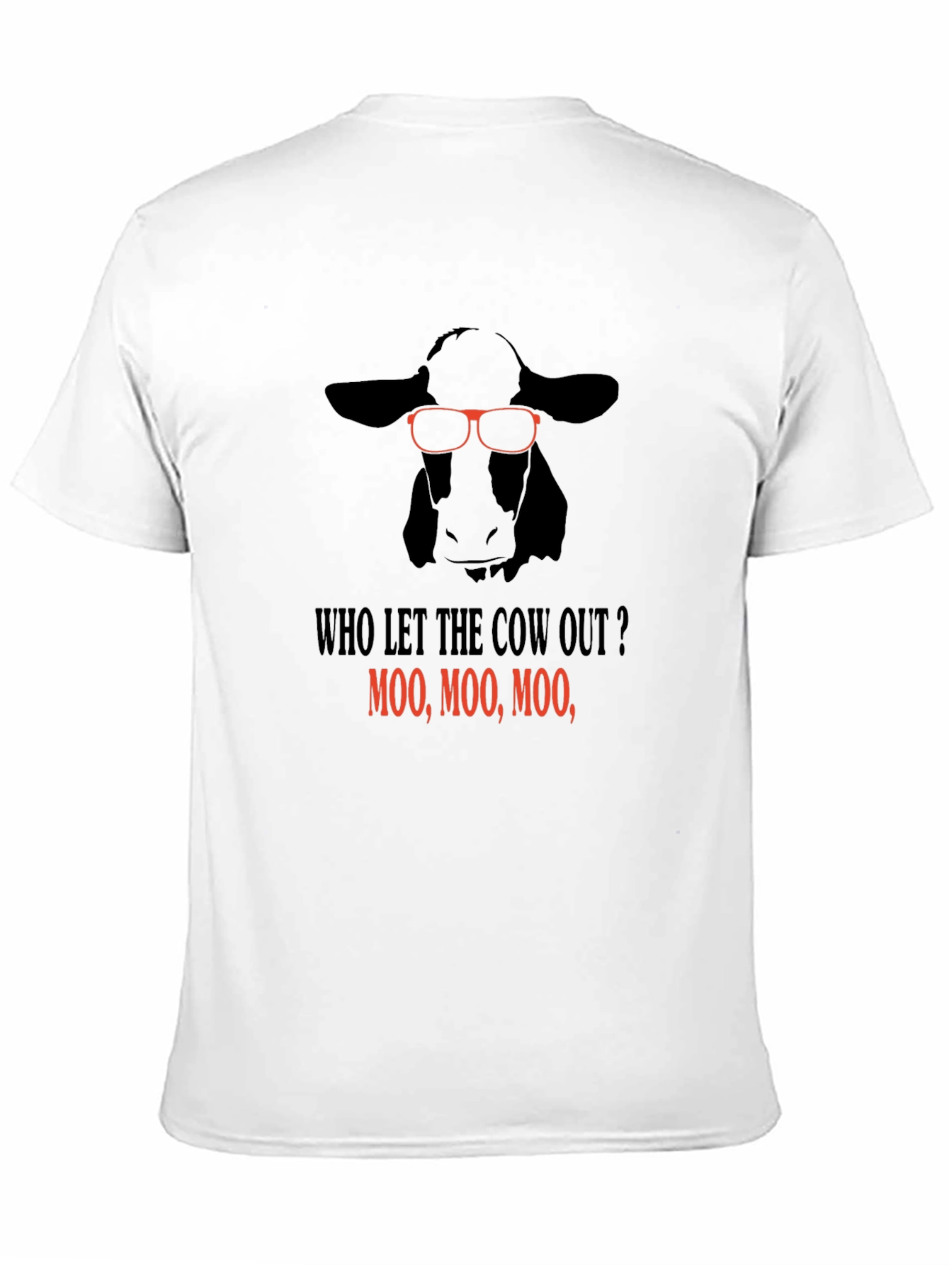 Black Funny Cow T-Shirt - Who Let the Cow Out? Tee view 11