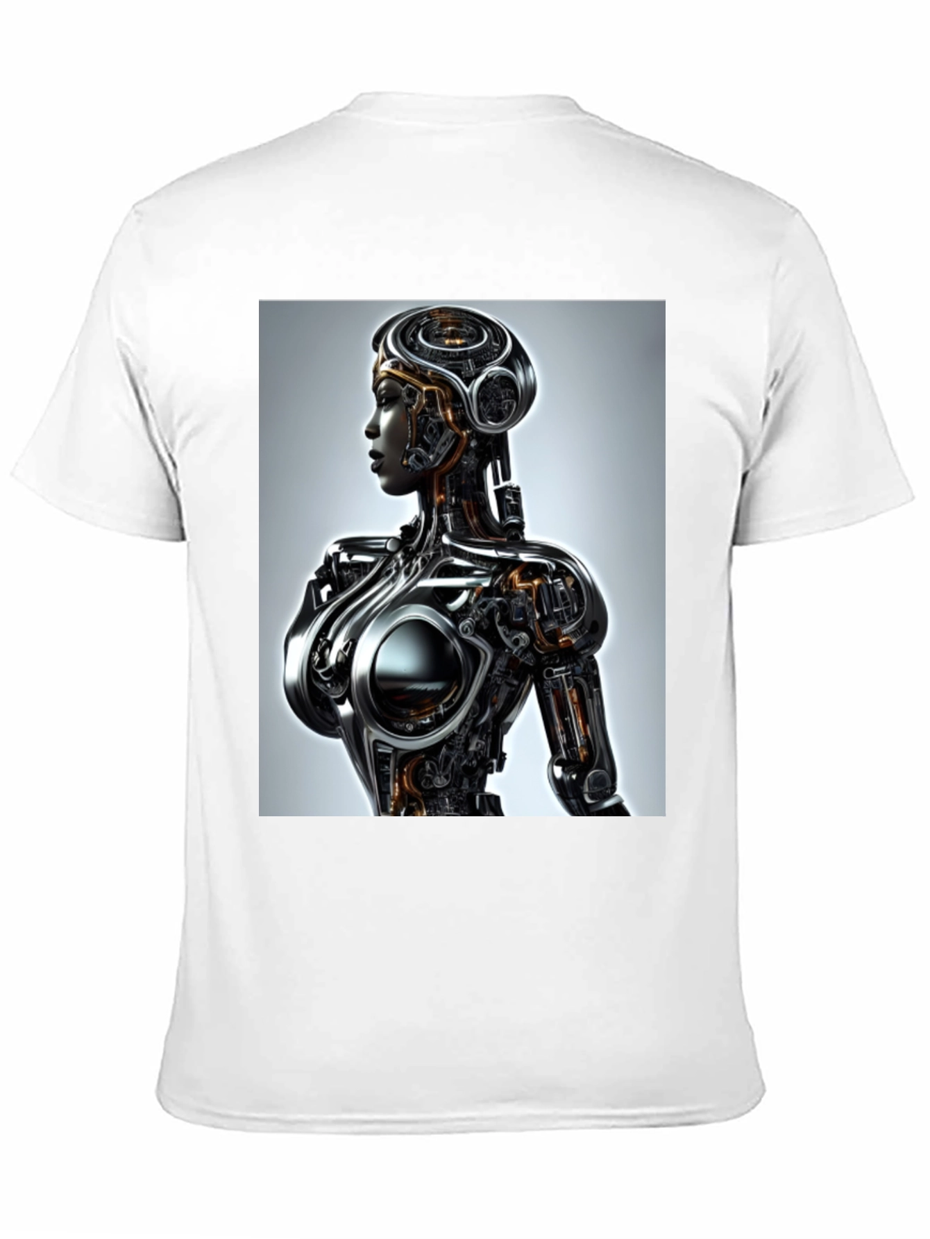 Black Futuristic Robot Woman Graphic Tee - Black view 11