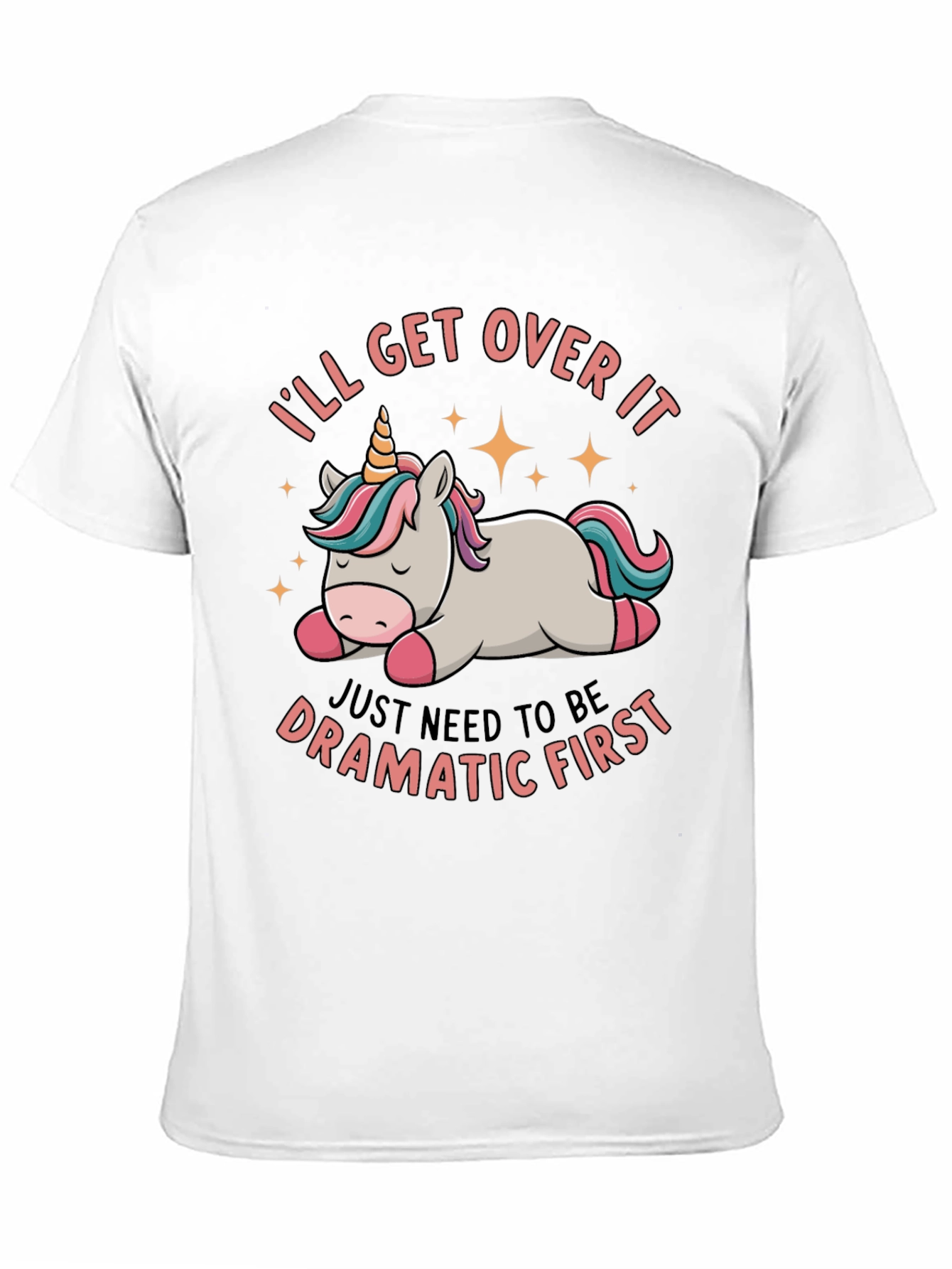 Black Dramatic Unicorn T-Shirt - Funny Graphic Tee view 11