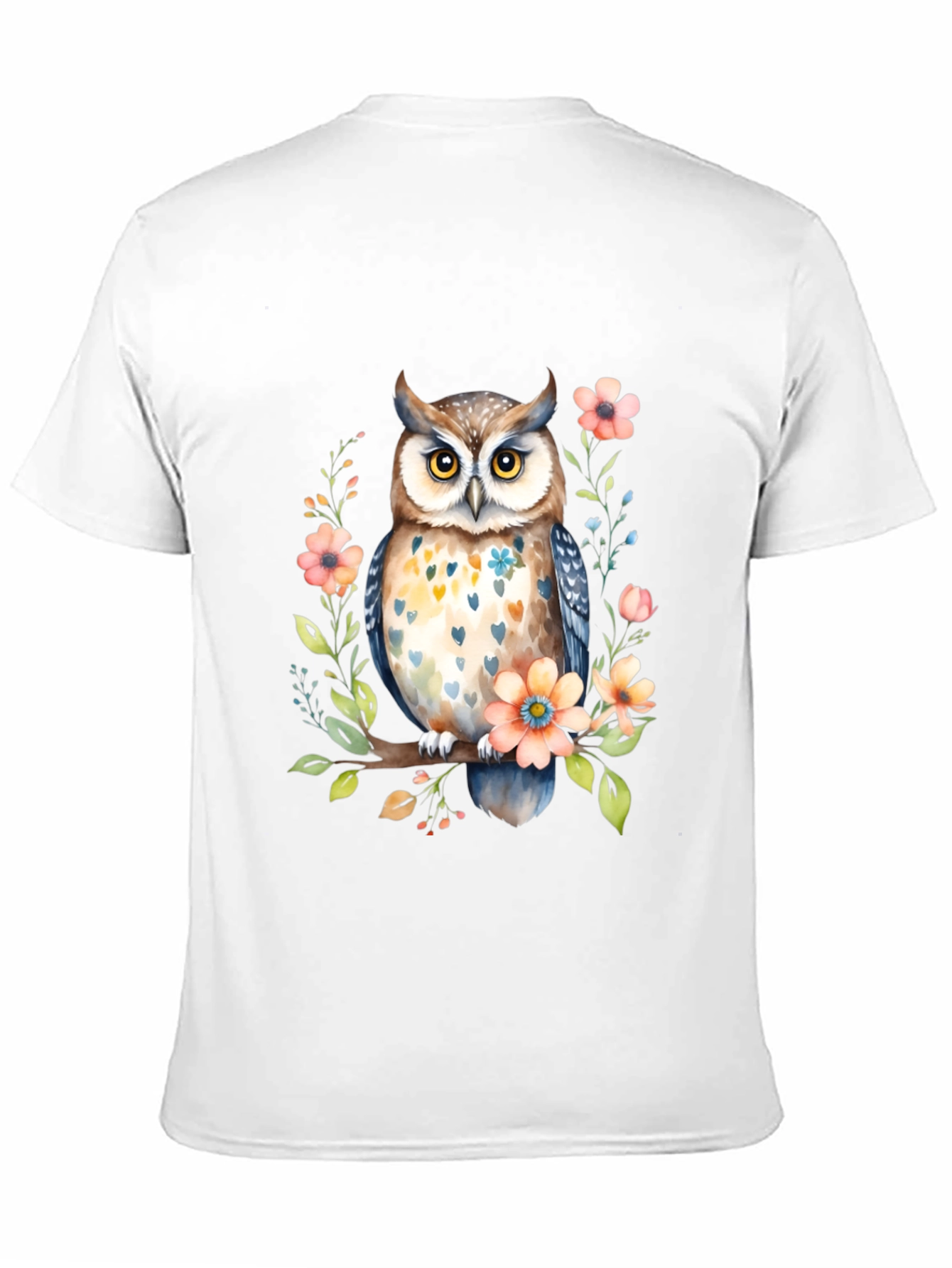 Black Owl and Floral Black T-Shirt view 11