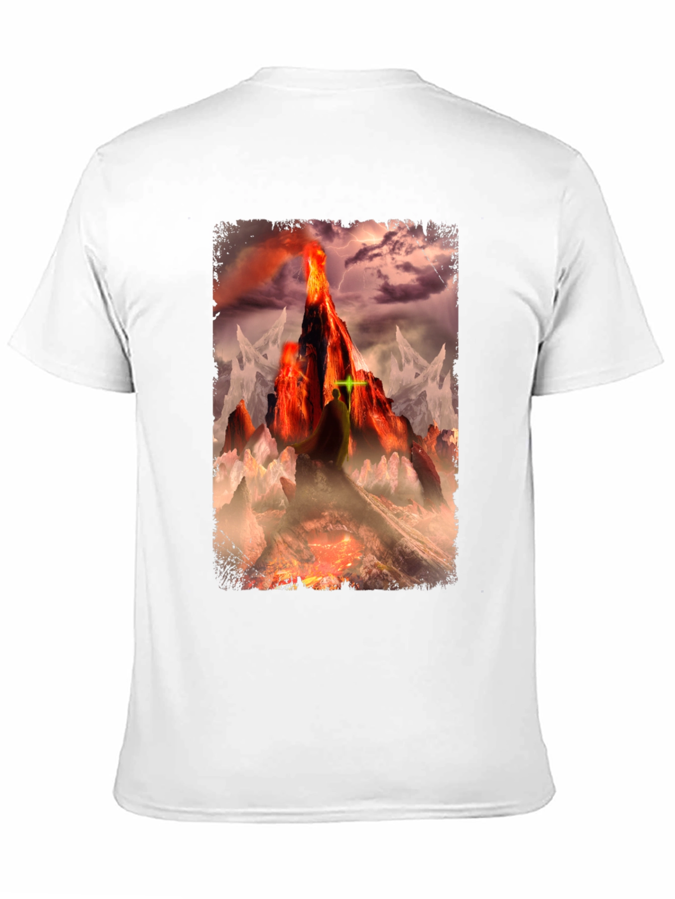Black Volcano Fantasy Graphic T-Shirt - Dark Apparel view 11