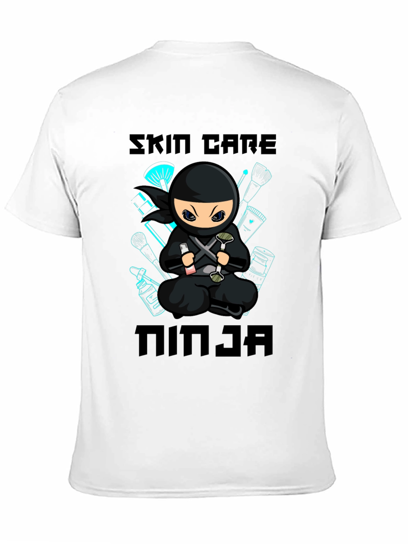 Black Skin Care Ninja T-Shirt - Black Cotton Graphic Tee view 11