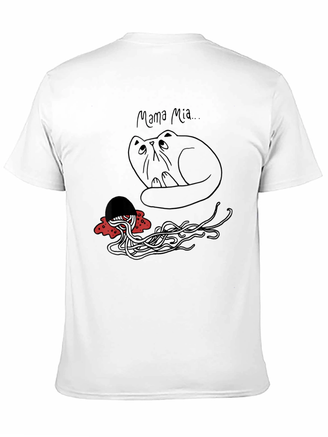 Black Mama Mia Cat & Spaghetti Graphic T-Shirt view 11
