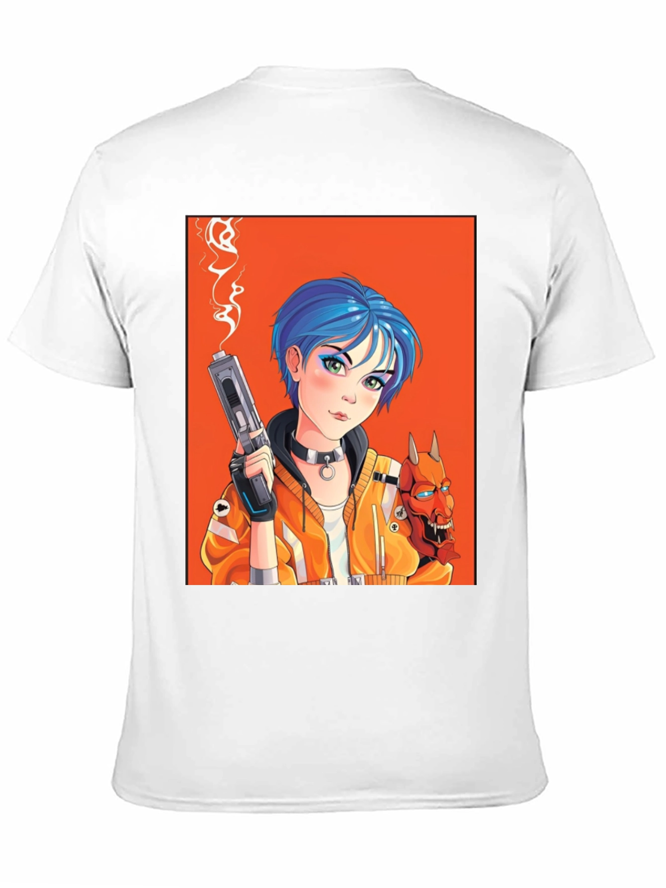 Black Anime Girl with Gun Black T-Shirt view 11
