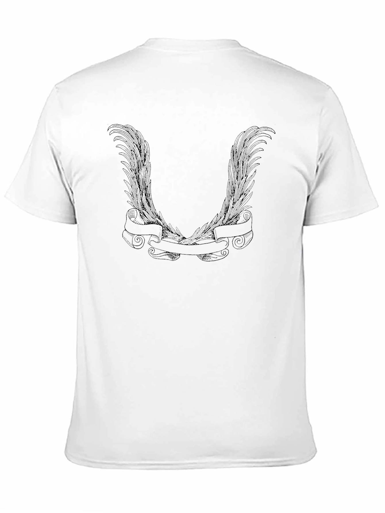 Black Men's Black Graphic Tee - Wings & Banner Design view 11