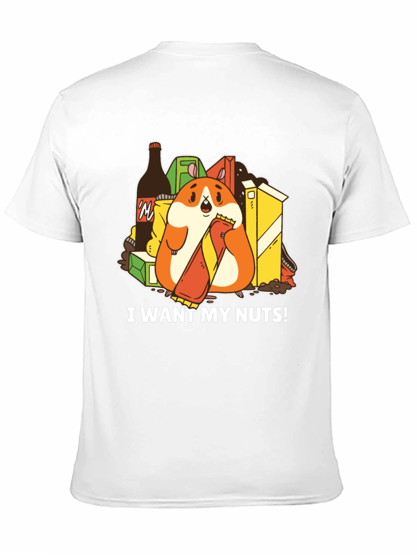 Black Funny Hamster 'I Want My Nuts!' Graphic T-Shirt view 11