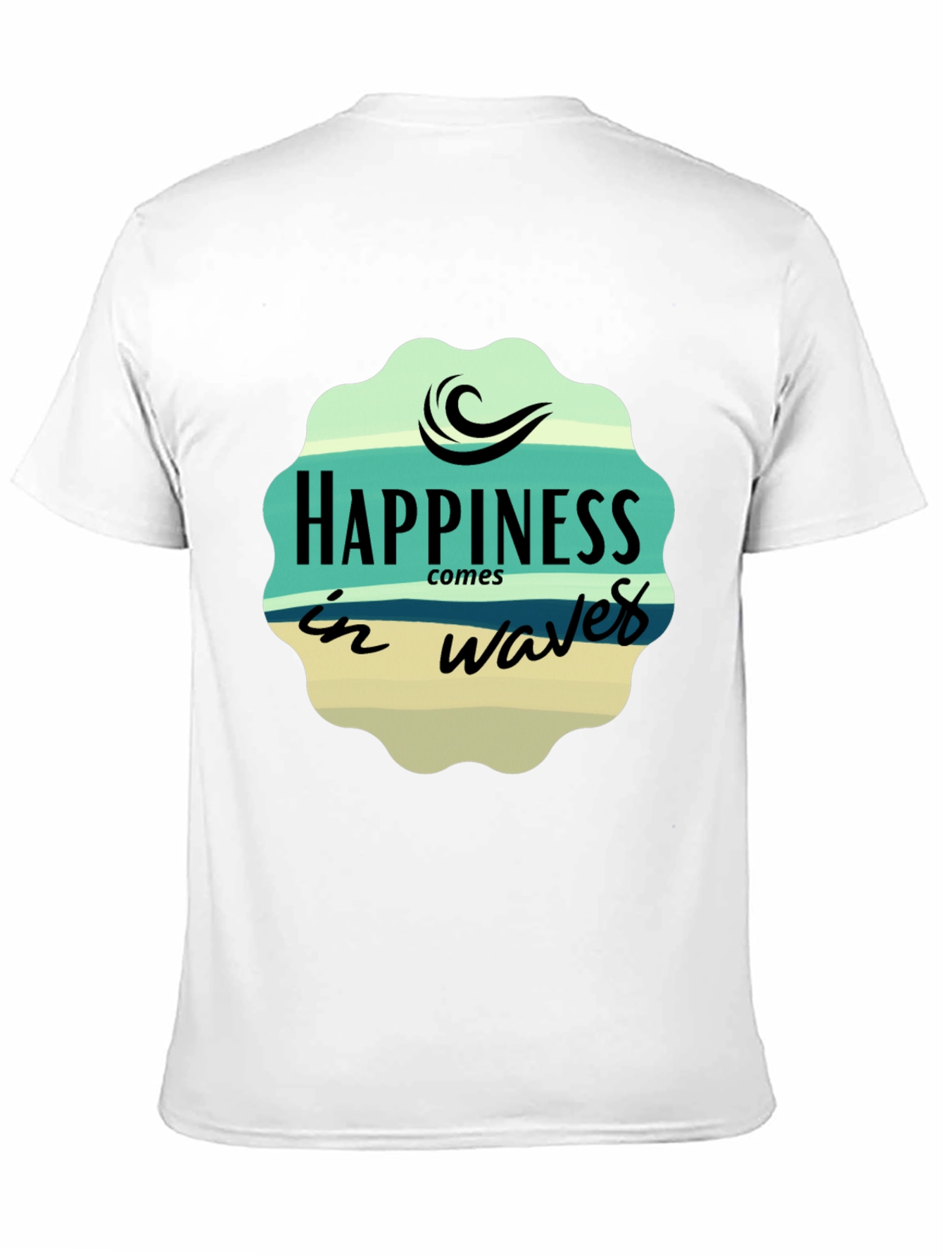 Black Happiness Comes in Waves Graphic T-Shirt view 11