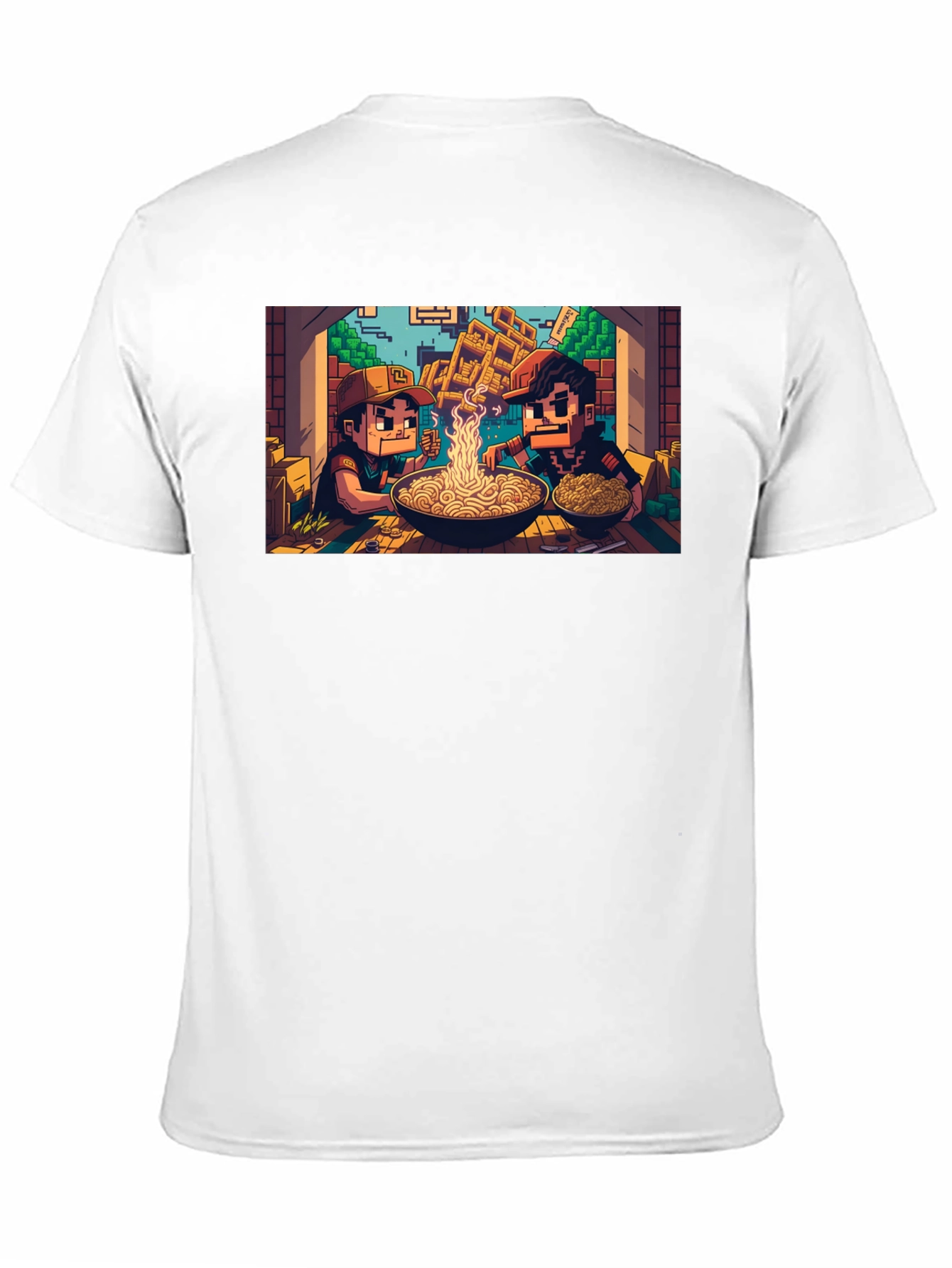 Black Pixel Art Ramen T-Shirt view 11