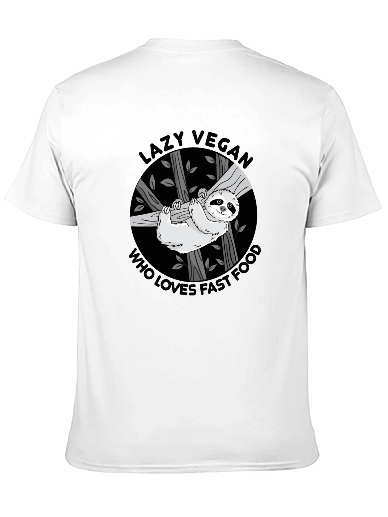 Black Lazy Vegan Fast Food Sloth Graphic Tee view 11