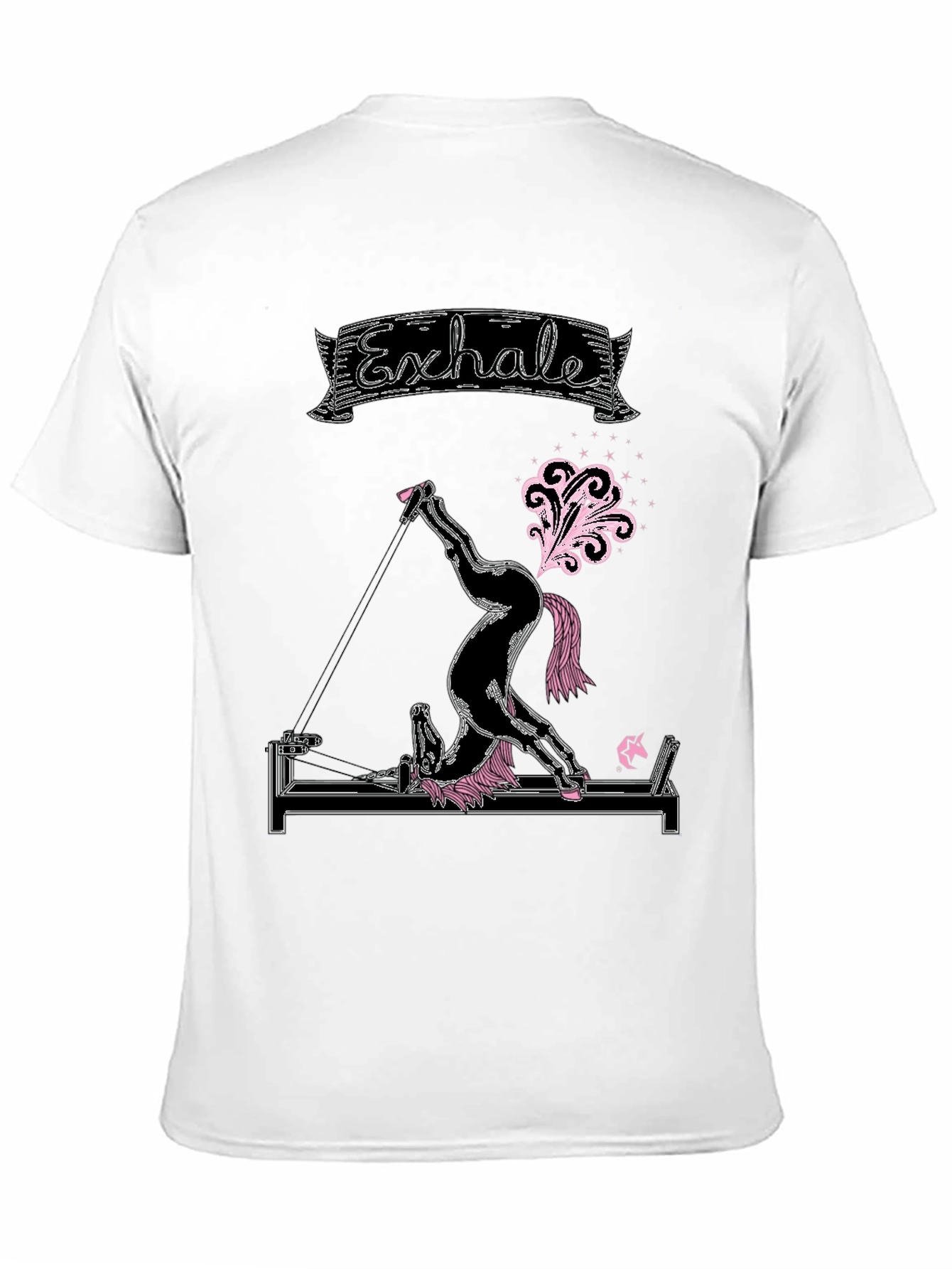 Black Exhale Pilates Horse T-Shirt Funny Exercise Graphic Tee view 11