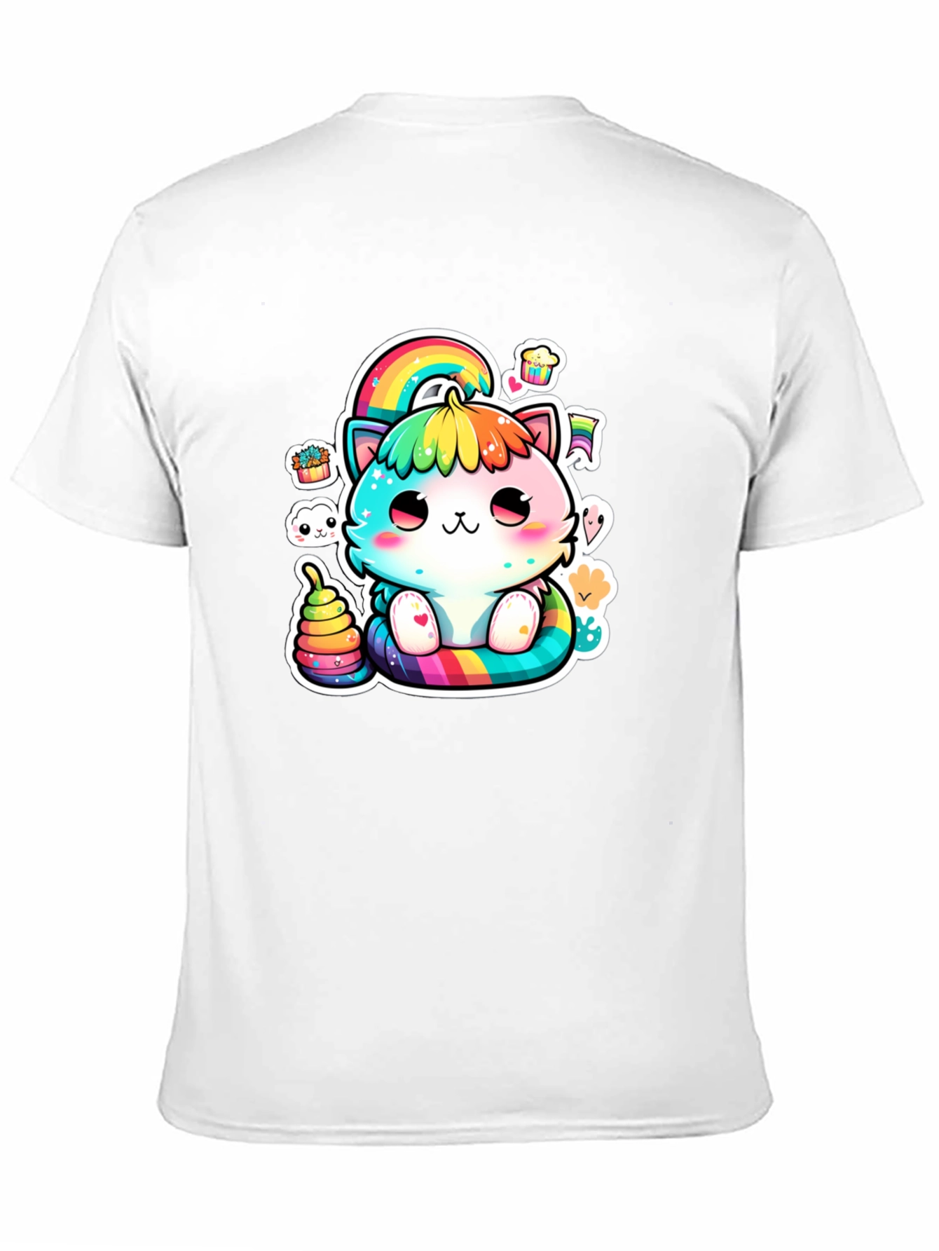 Black Rainbow Cat T-Shirt: Cute Kawaii Design view 11