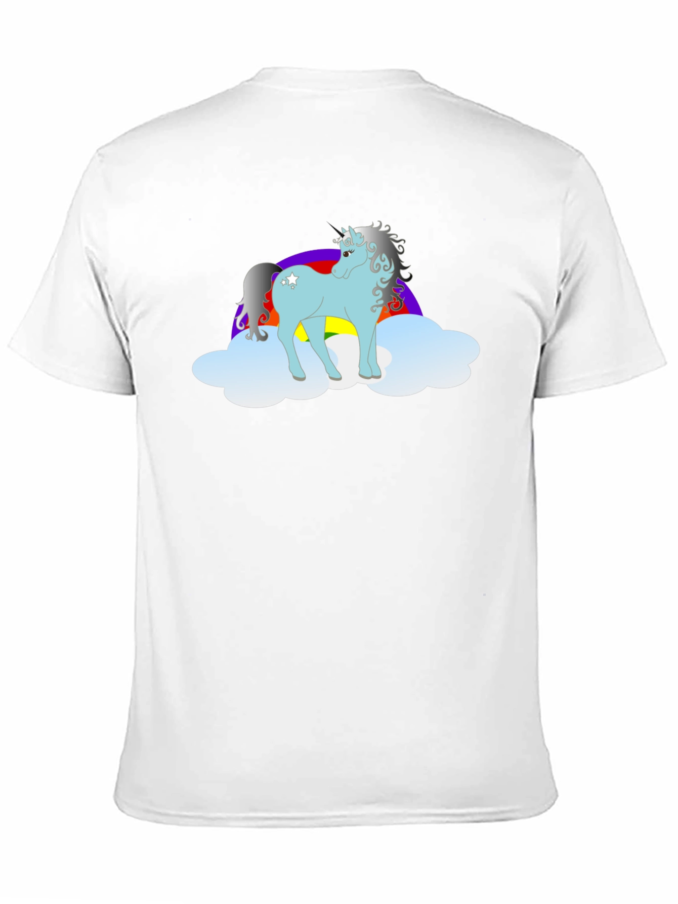 Black Unicorn Rainbow Cloud T-Shirt - Black Cotton Tee view 11
