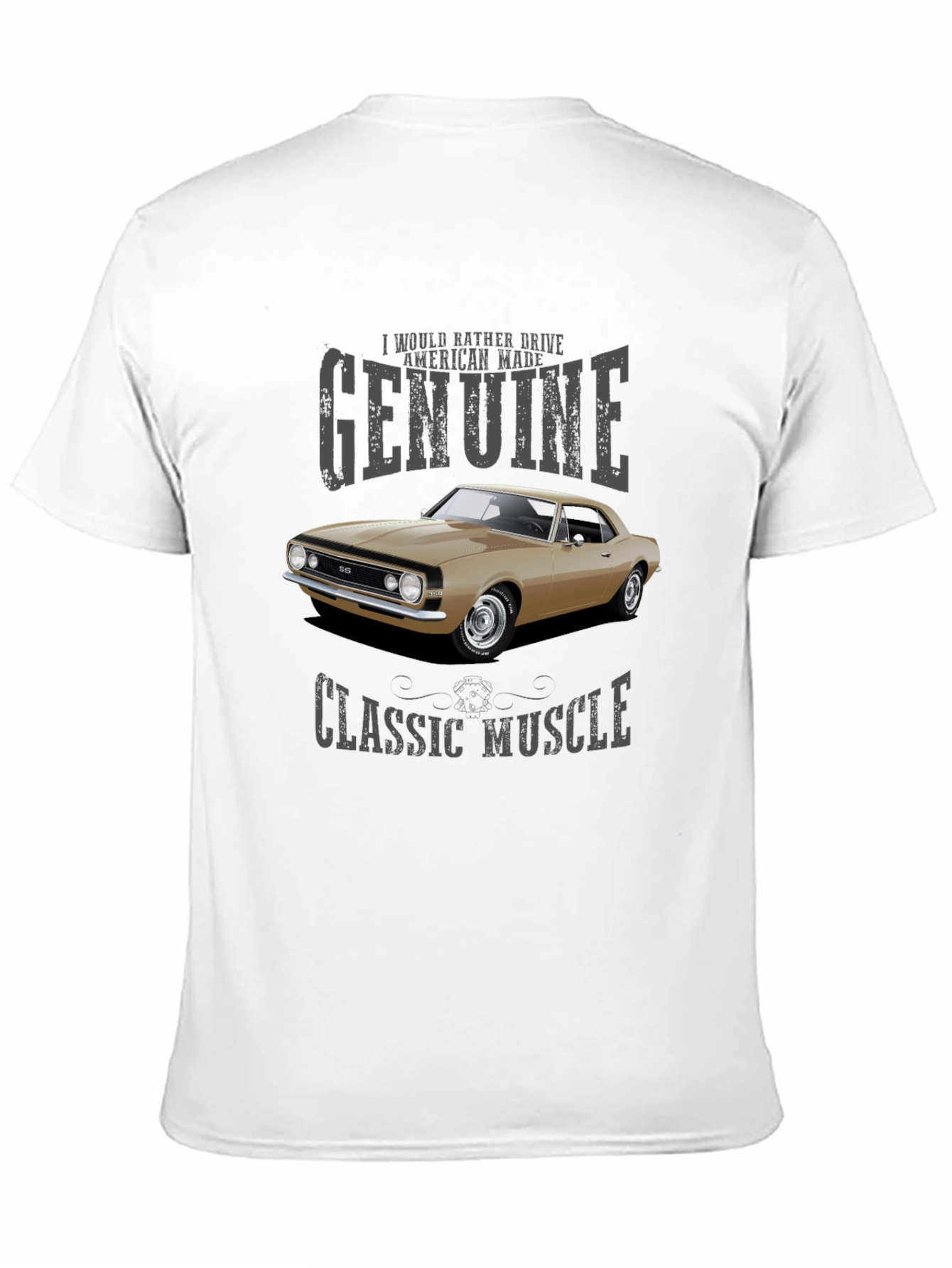 Black Genuine Classic Muscle Car T-Shirt view 11