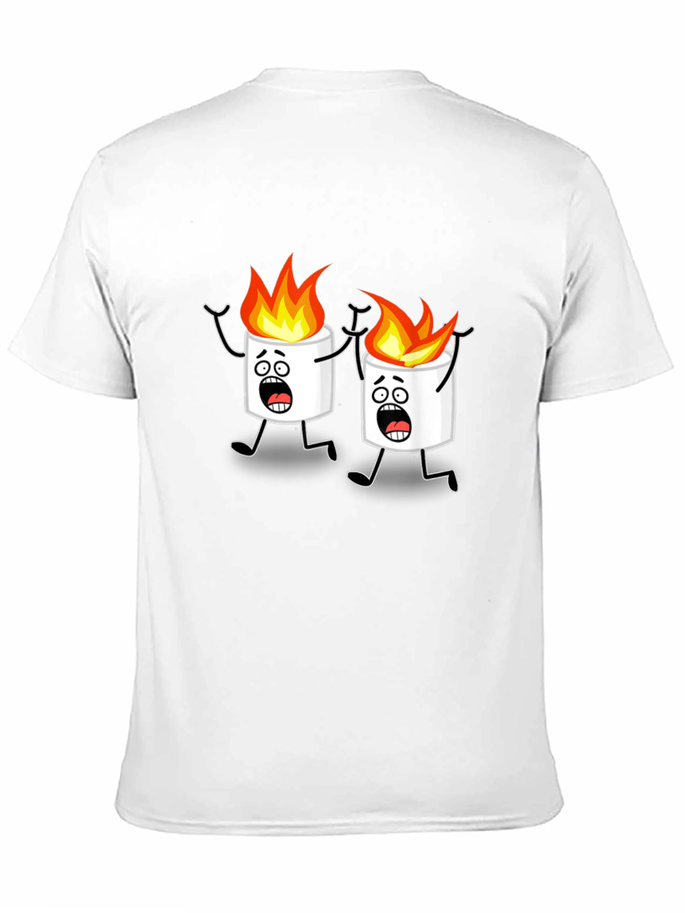 Black Scared Marshmallow Cartoon Graphic Black Tee view 11