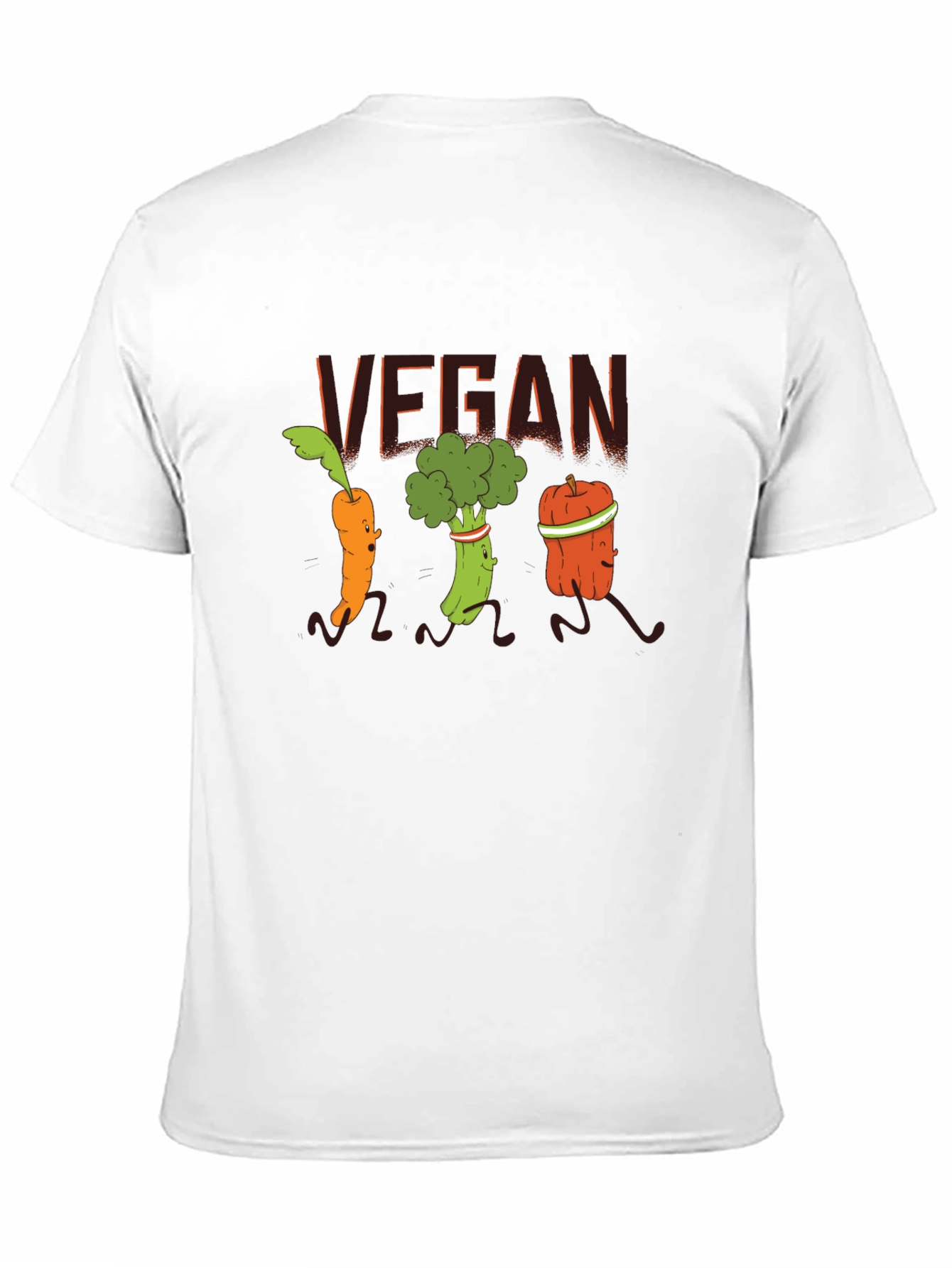 Black Vegan Vegetable Cartoon T-Shirt - Black view 11