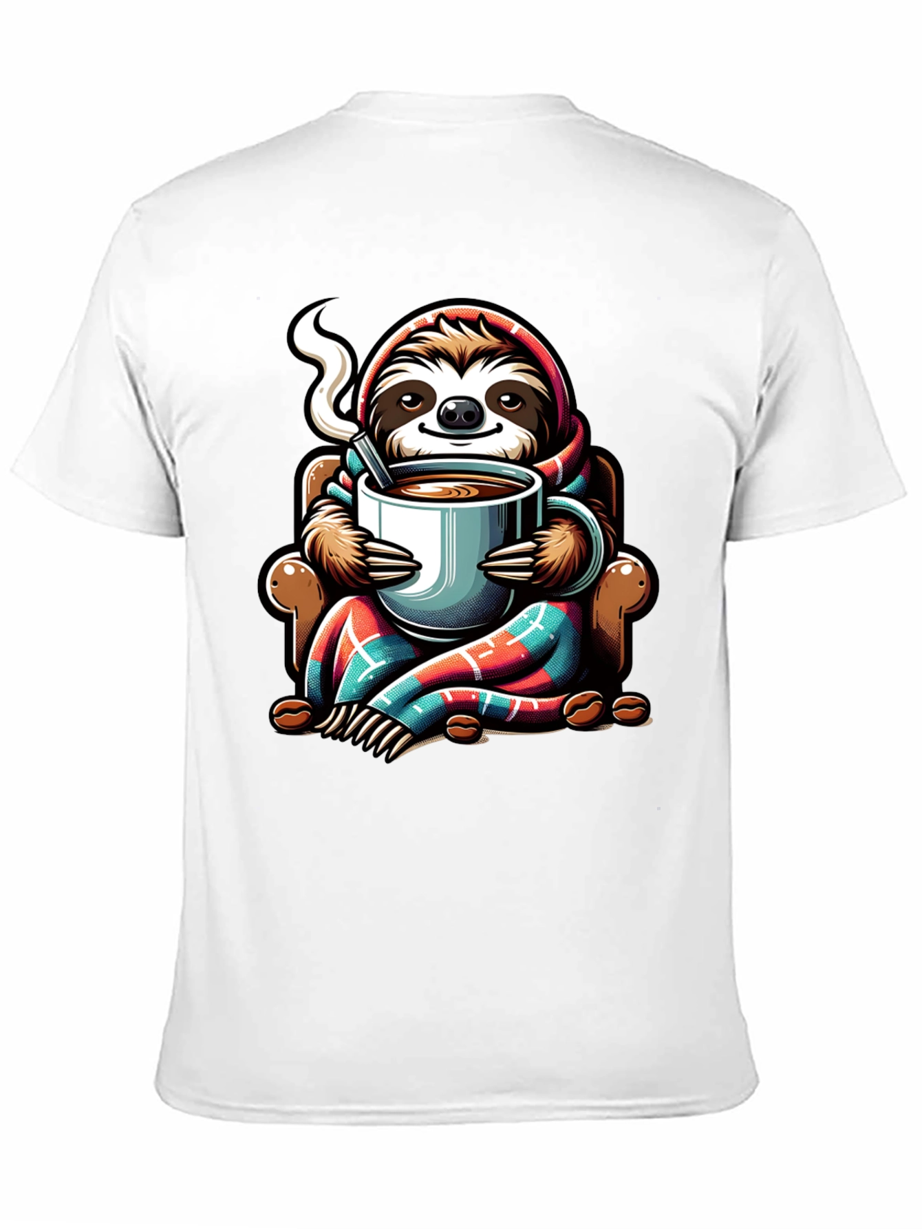 Black Cozy Sloth Coffee Lover T-Shirt view 11