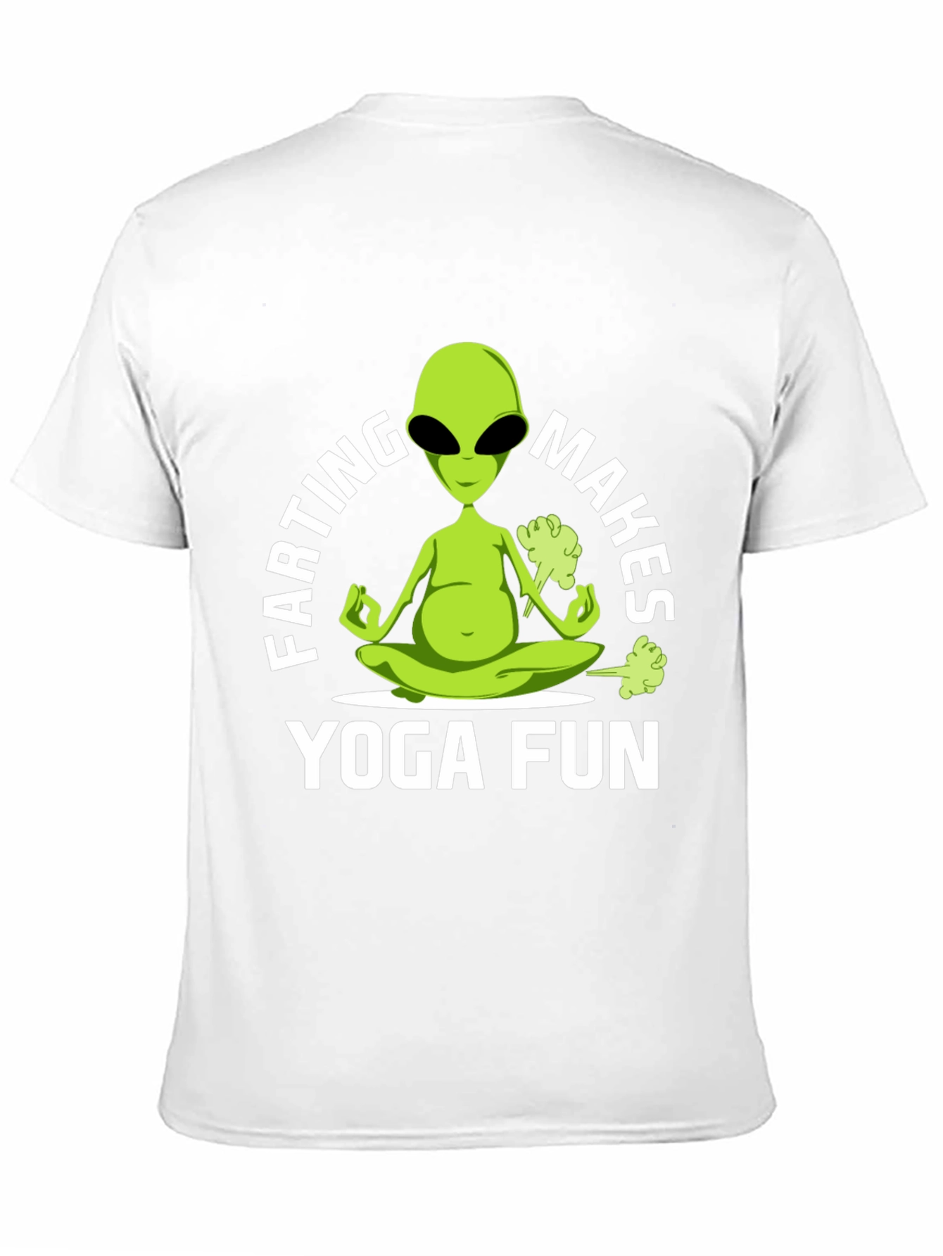 Black Farting Alien Yoga Funny T-Shirt view 11