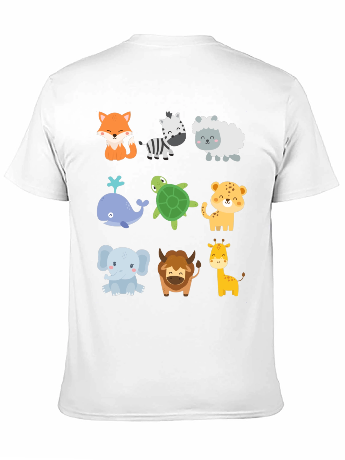 Black Cute Cartoon Animal Print Black T-Shirt view 11