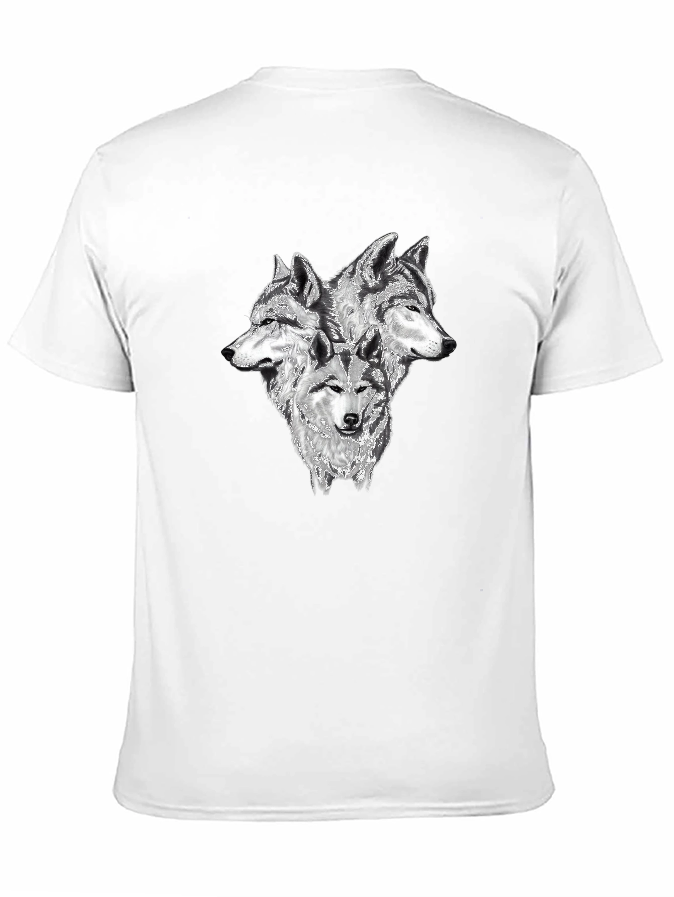 Black Three Wolf Head Graphic T-Shirt - Black view 11