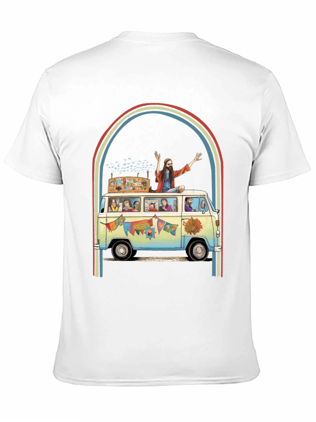 Black Hippie Bus T-Shirt - Groovy Retro Style view 11