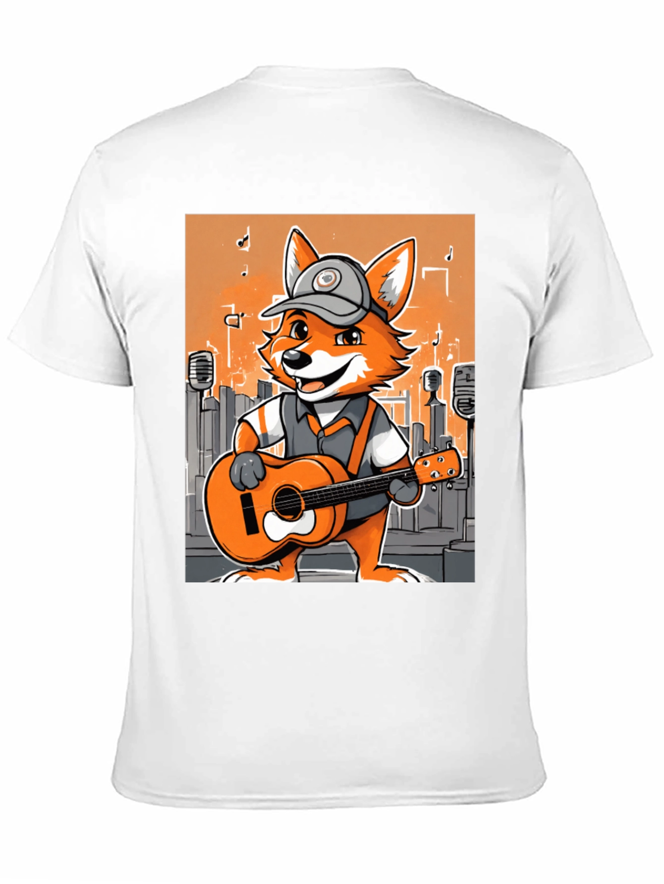 Black Cartoon Fox Musician Graphic Tee view 11