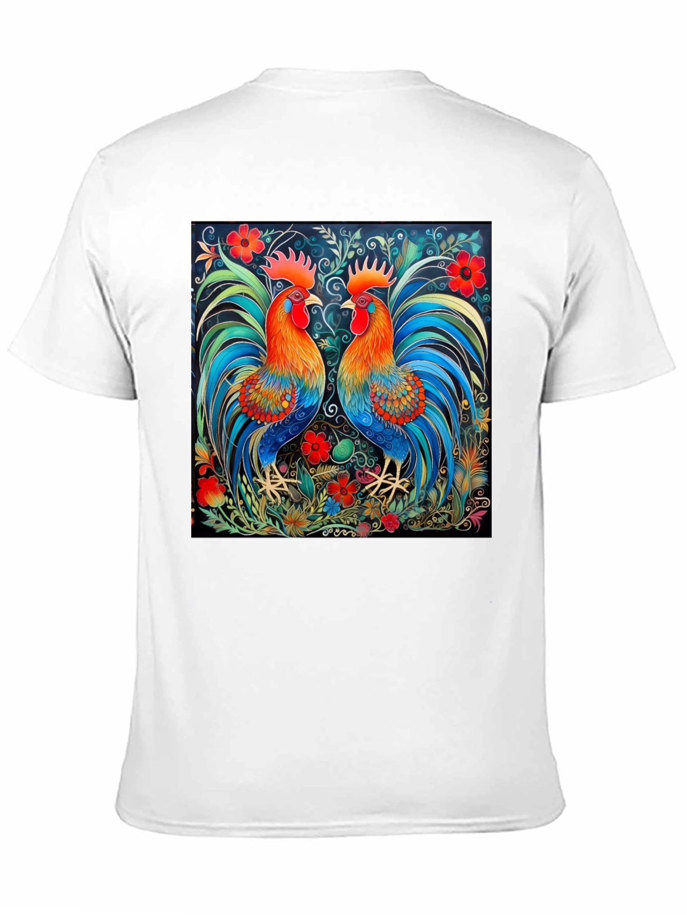 Black Rooster Art Print Black T-Shirt - Stylish Graphic Tee view 11