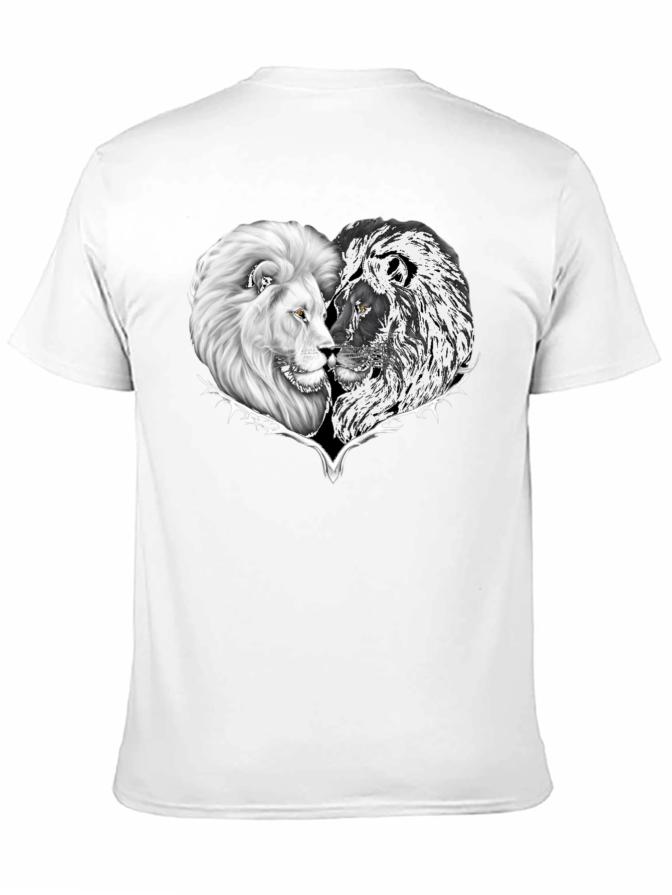 Black Yin Yang Lion Heart Graphic Tee - Black view 11