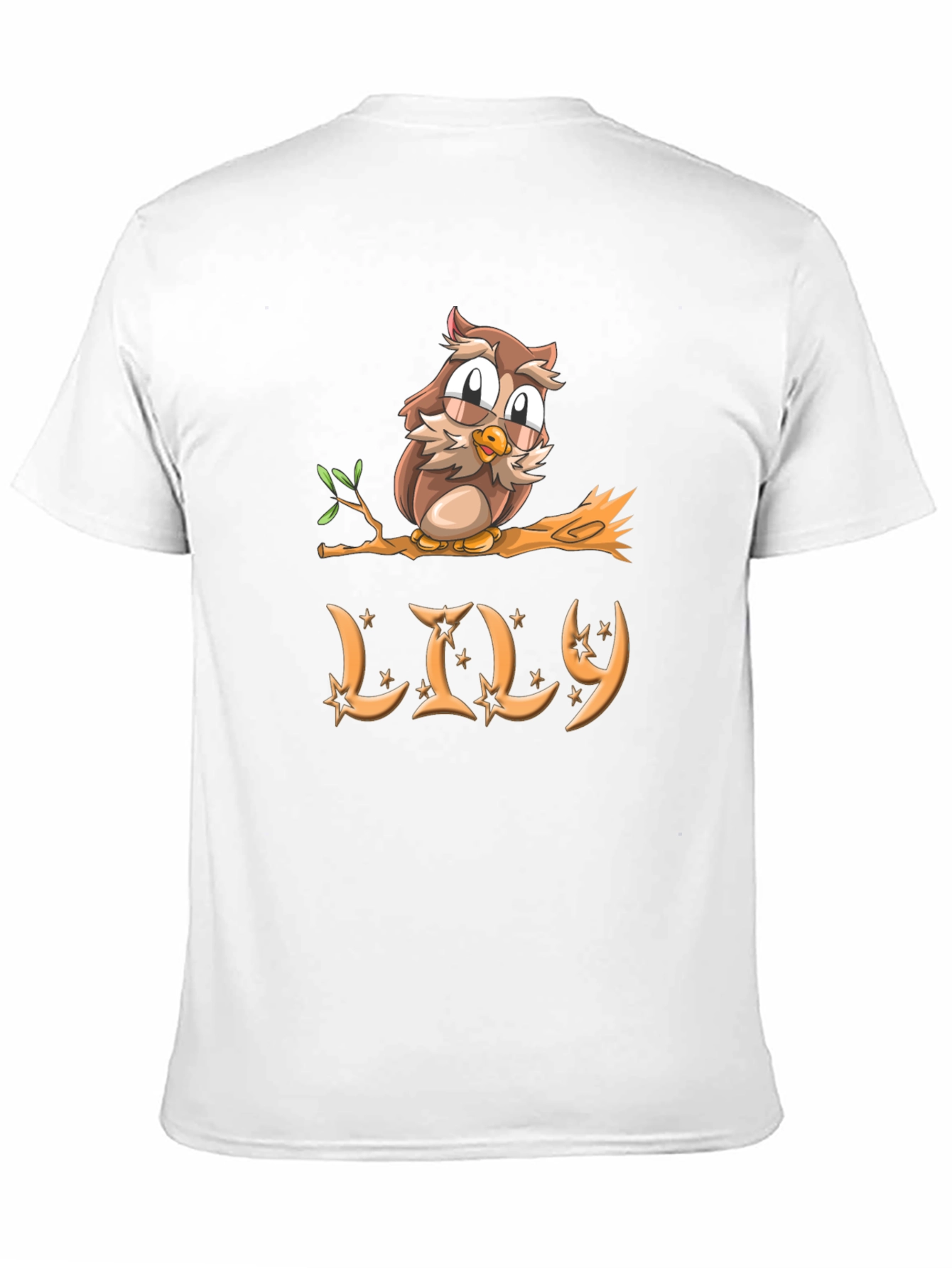 Black Cute Owl on Branch Personalized T-Shirt view 11