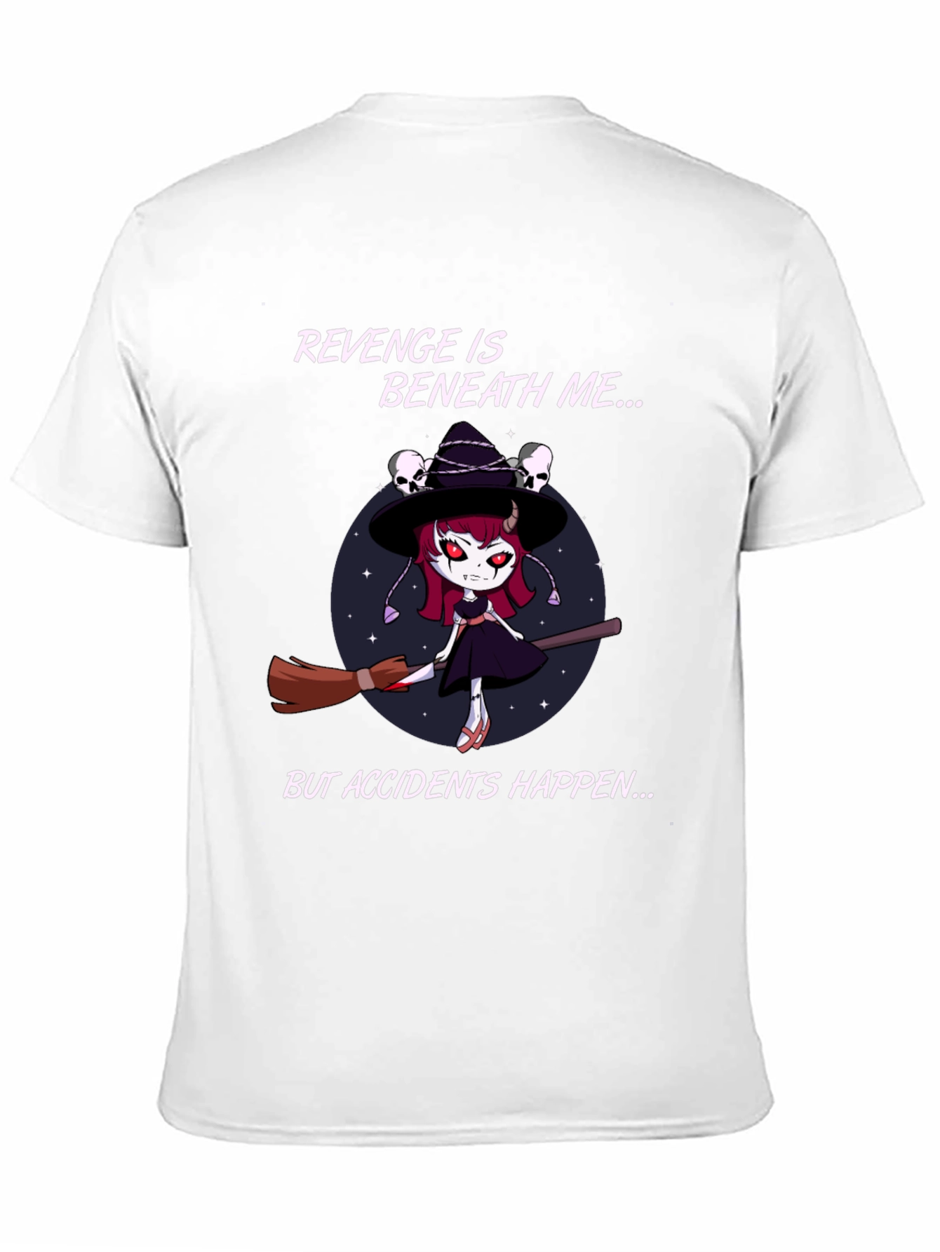 Black Revenge Witch T-Shirt: Accidents Happen - Black Cotton Tee view 11