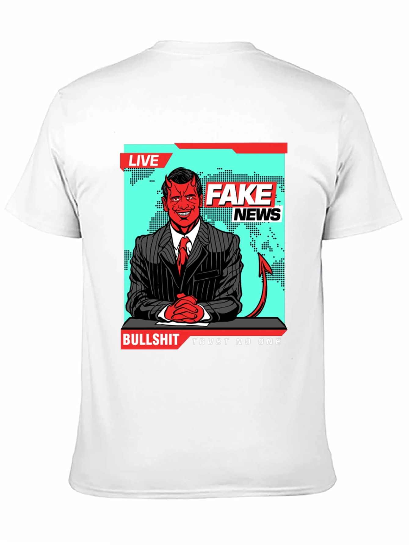 Black Fake News Devil T-Shirt - Trust No One view 11
