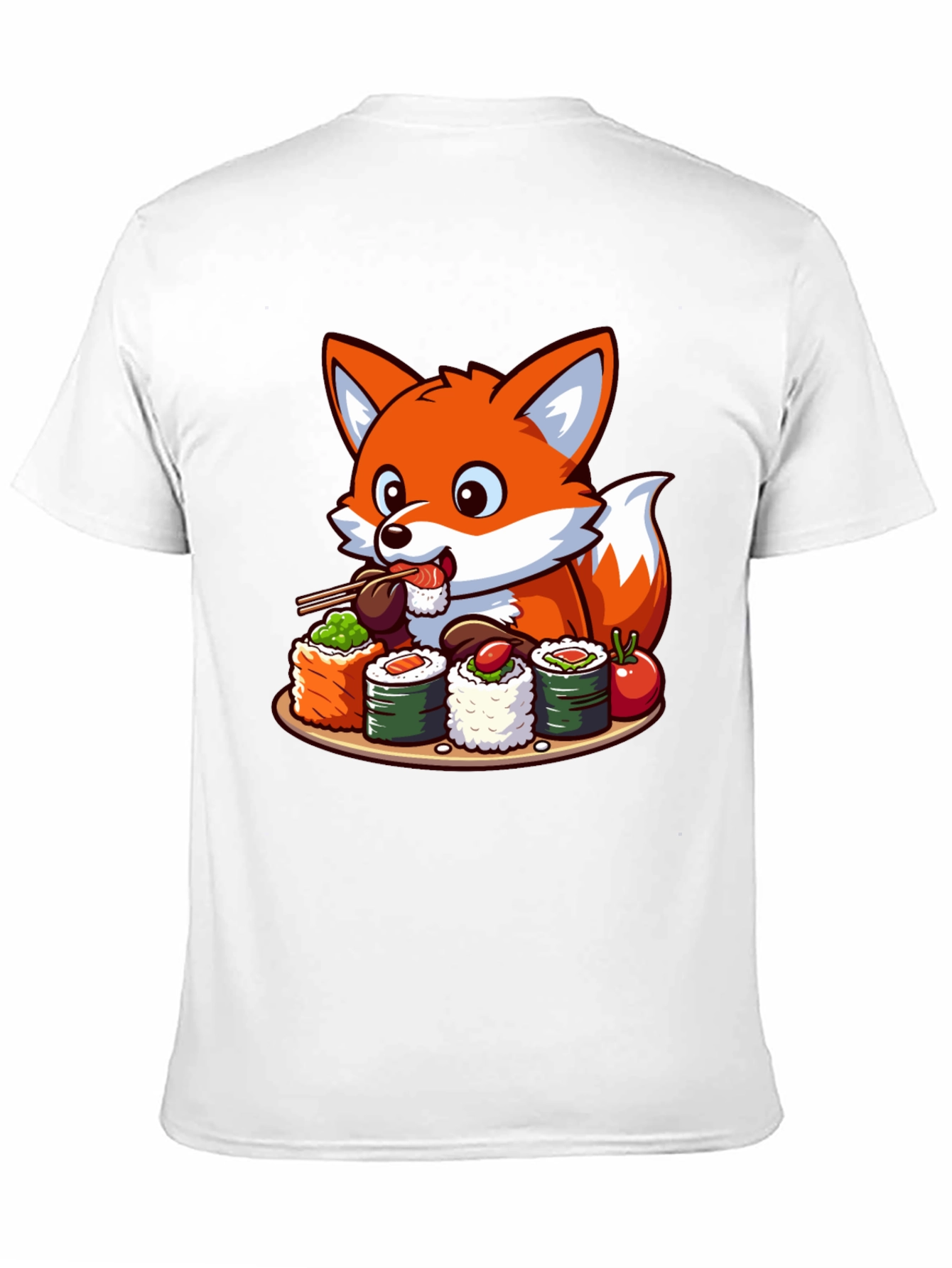 Black Fox Loves Sushi Graphic T-Shirt - Unisex Casual Tee view 11