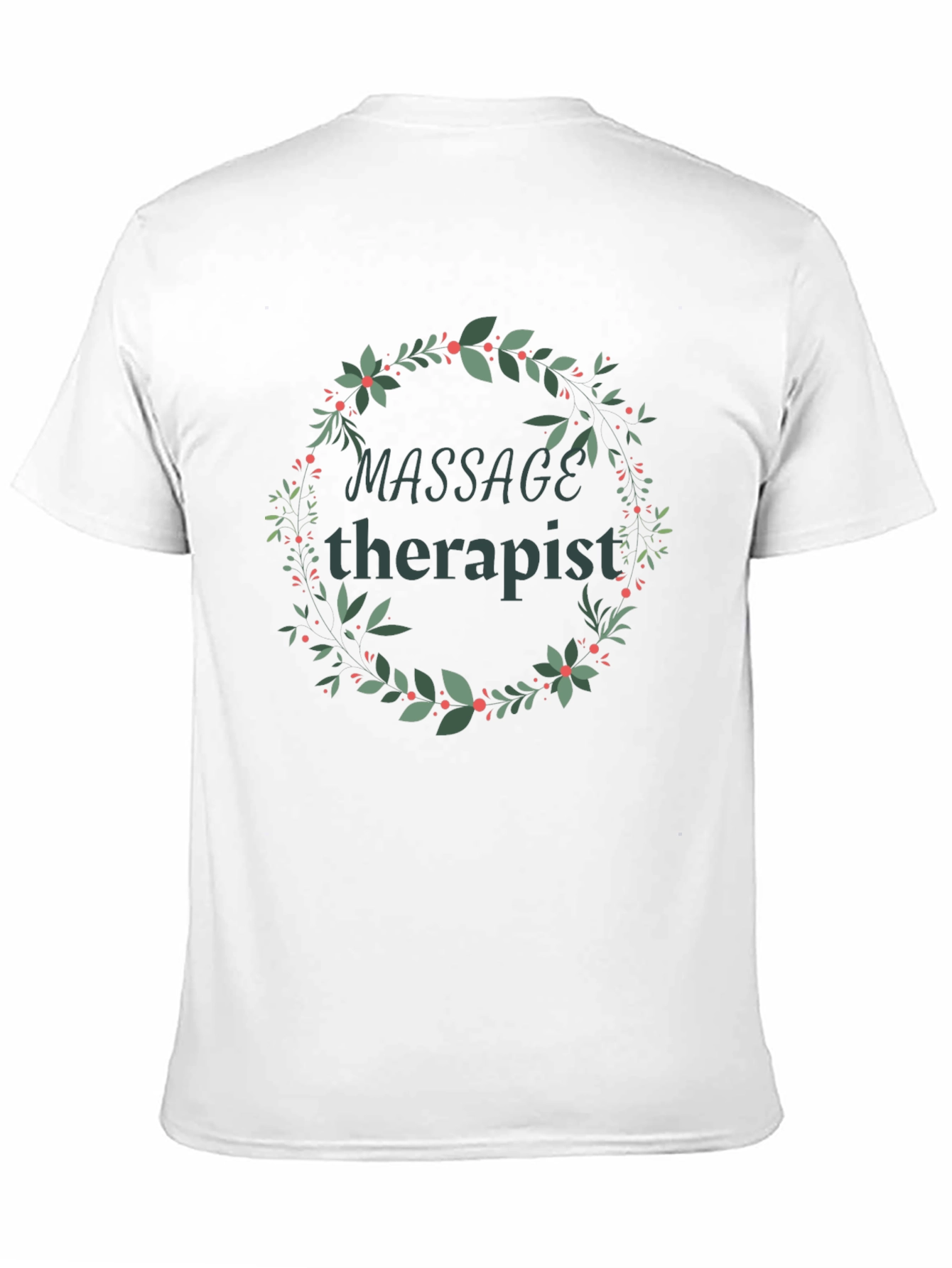 Black Massage Therapist Floral Wreath T-Shirt view 11