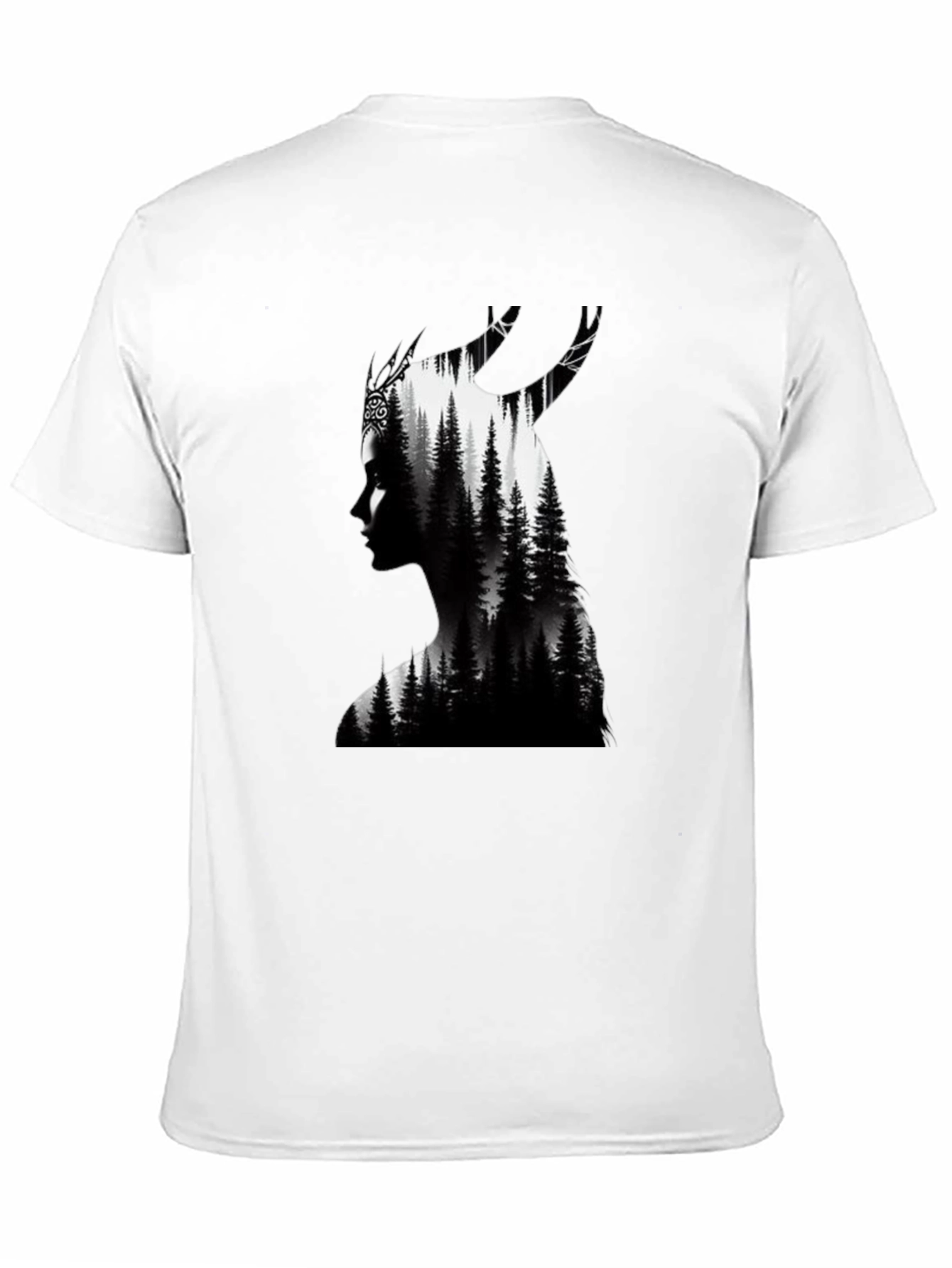 Black Nature Silhouette Graphic Tee - Black Cotton Blend view 11