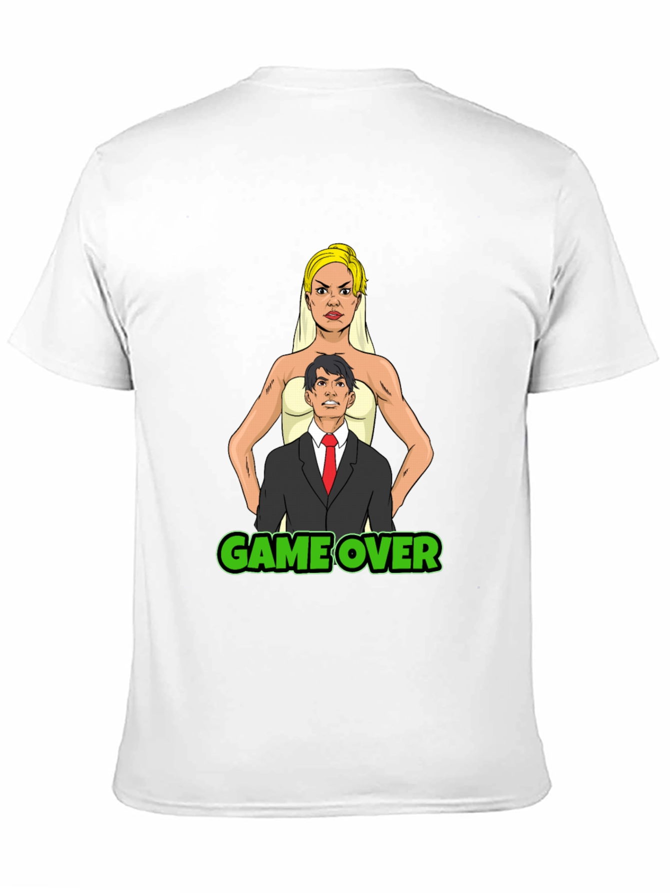 Black Game Over Bride & Groom T-Shirt - Funny Wedding Tee view 11